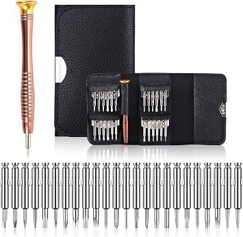 Promotional 25 Piece Precision Screwdriver Set, Chrome-Vanadium Steel, PC and Phone Repair Tool, Leather Bag, PC/Laptop/Phone/Glasses Repair, Torx/Flat/Star Type