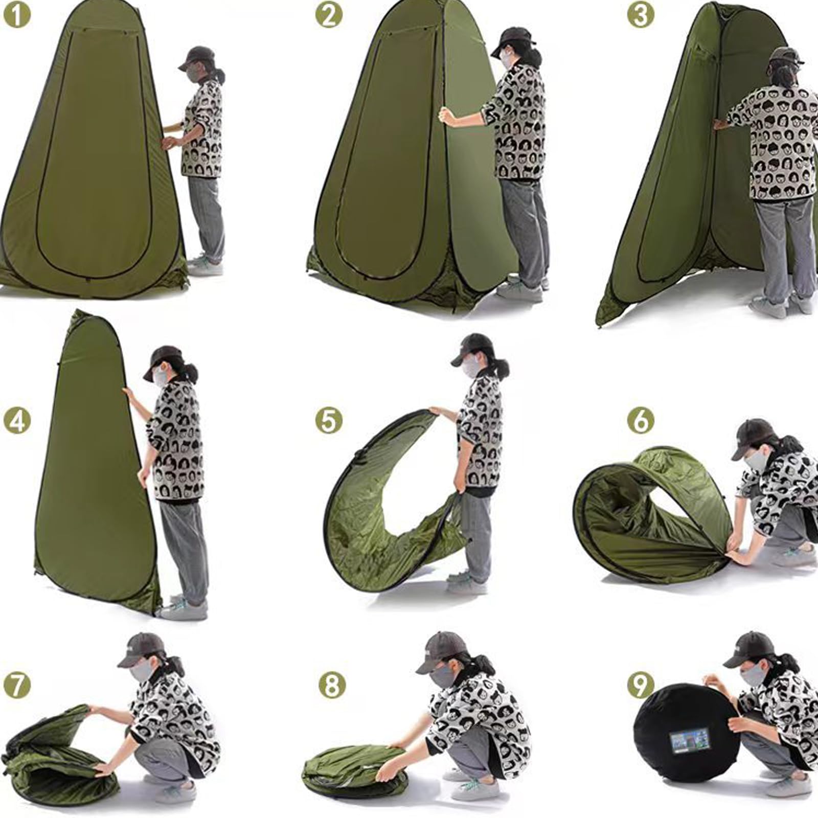 Tenda per WC da campeggio, da doccia, pop-up, per esterni, mobile, per doccia, spogliatoio, da campeggio, WC (colore arancione, 120 x 120 x 190 cm)