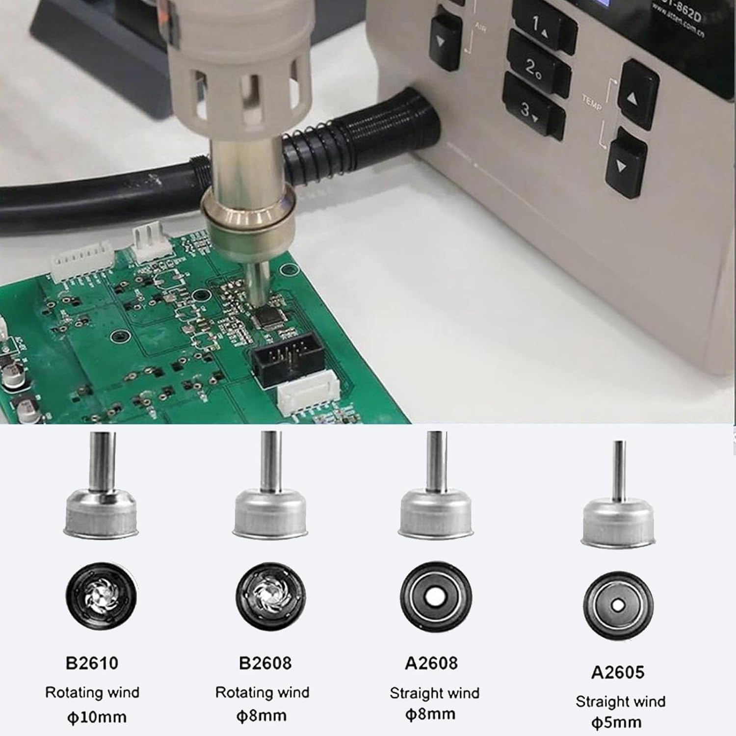 ATTEN Hot Air Soldering Station,ST-862D 1000W Hot Air Gun Soldering Station,Digital Hot Air Rework Station for PCB Chip Soldering Repair with 4 Nozzles