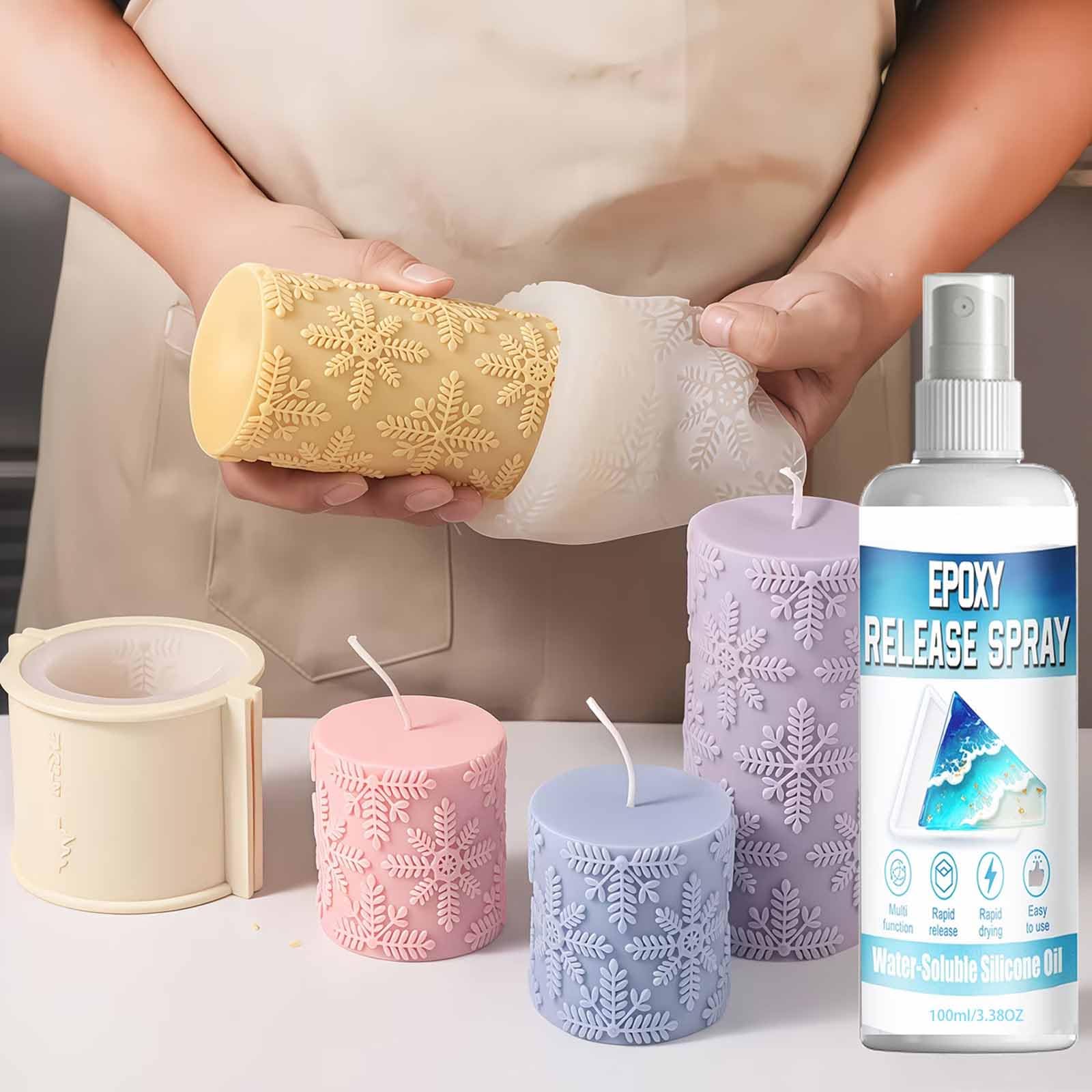 Spray di rilascio dello stampo epossidico con pennello, agente di rilascio del silicone ad asciugatura rapida per resina, candela, sapone, colata di cemento e gesso, lubrificante (7PCS)