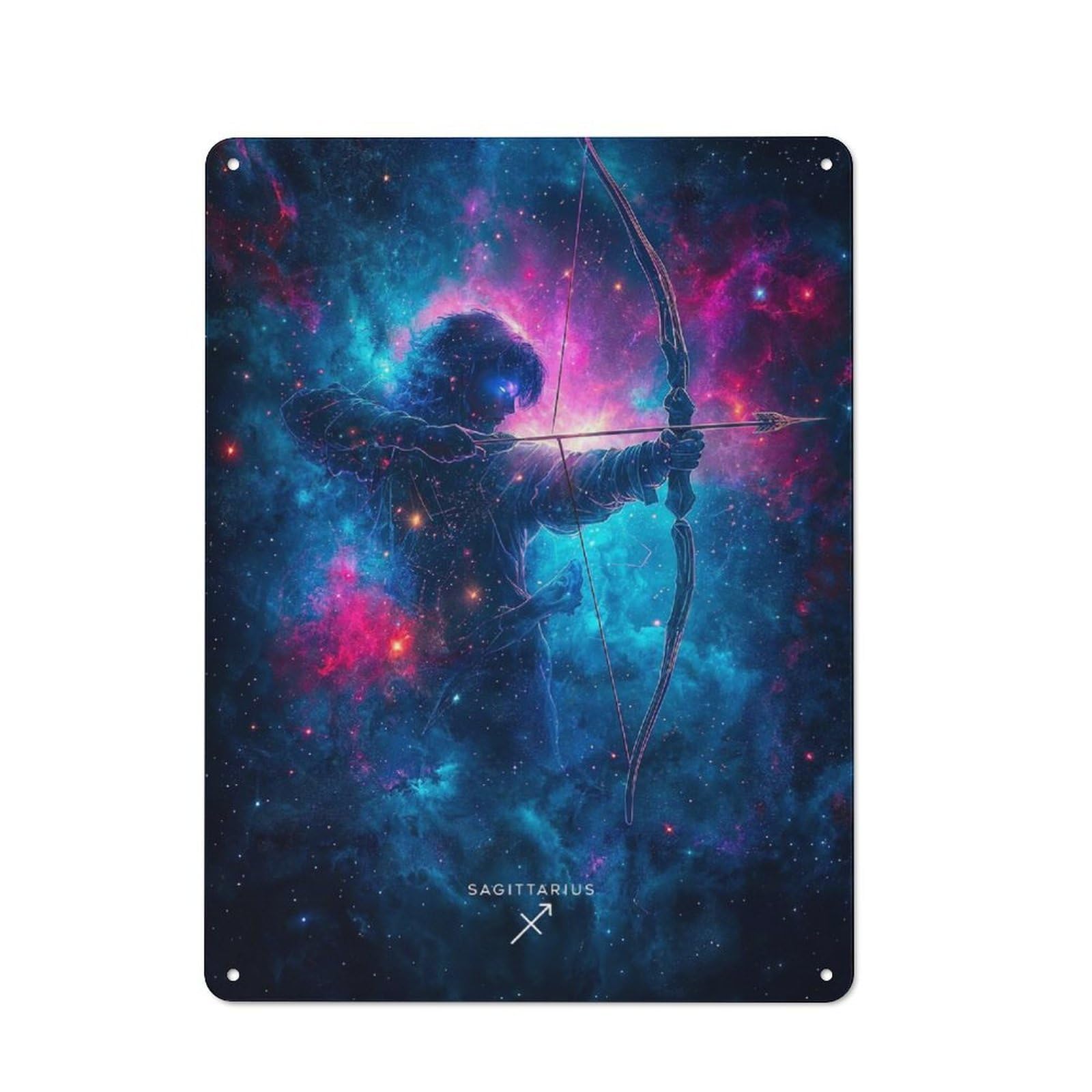 Junmoney Sagittarius Zodiac Art Retro Metal Sign 40X30cm, Distressed Look Retro Room Decor For Living Room, Hallway, Kitchen Or Cafe