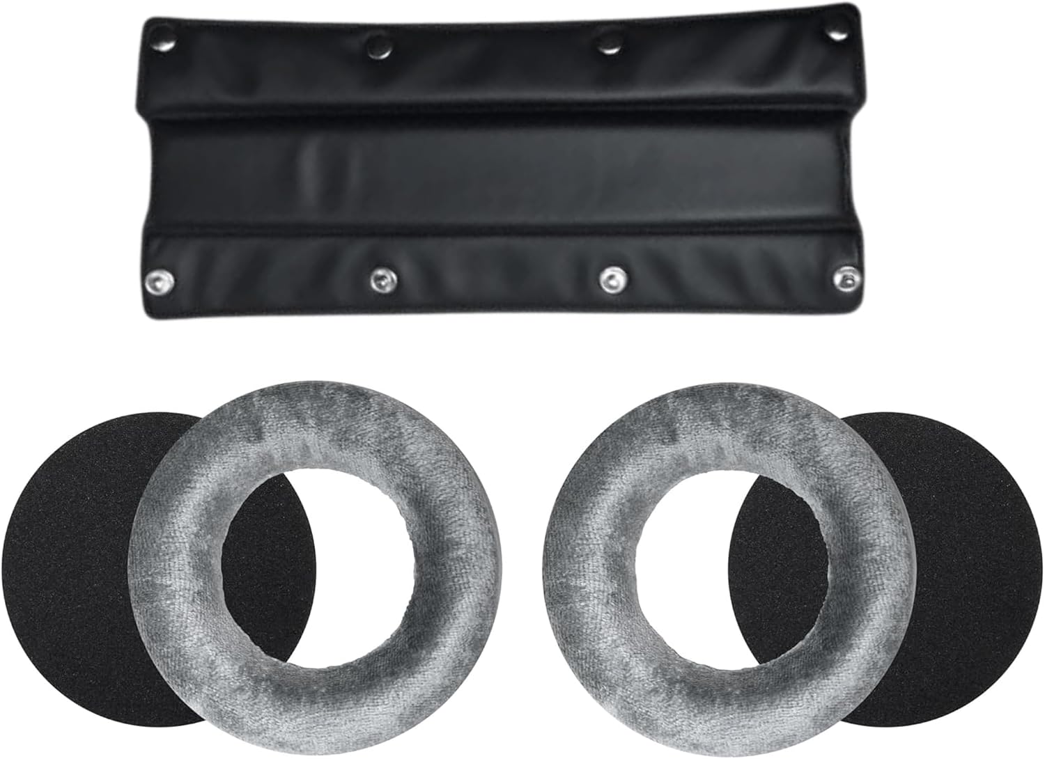 beyerdynamic EDT 990 V Ear Pad Set Velour in Silver, beyerdynamic Leatherette Replacement Buttonable Headband and Basic Foam Disc Set