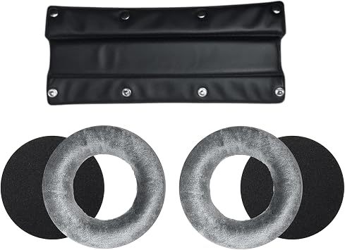 beyerdynamic EDT 770 V Ear Pad Set Velour in Silver, beyerdynamic Leatherette Replacement Buttonable Headband and Basic Foam Disc Set