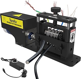 Tanfix Automatic Electric Scrap Wire Stripper Machine, Cable Stripping Machine 6 Channels & 5 Carbide Blade, Stripping Wire Tool from 7/0 to 15 Gauge, Efficient Recycling of Copper Wire (Automatic)