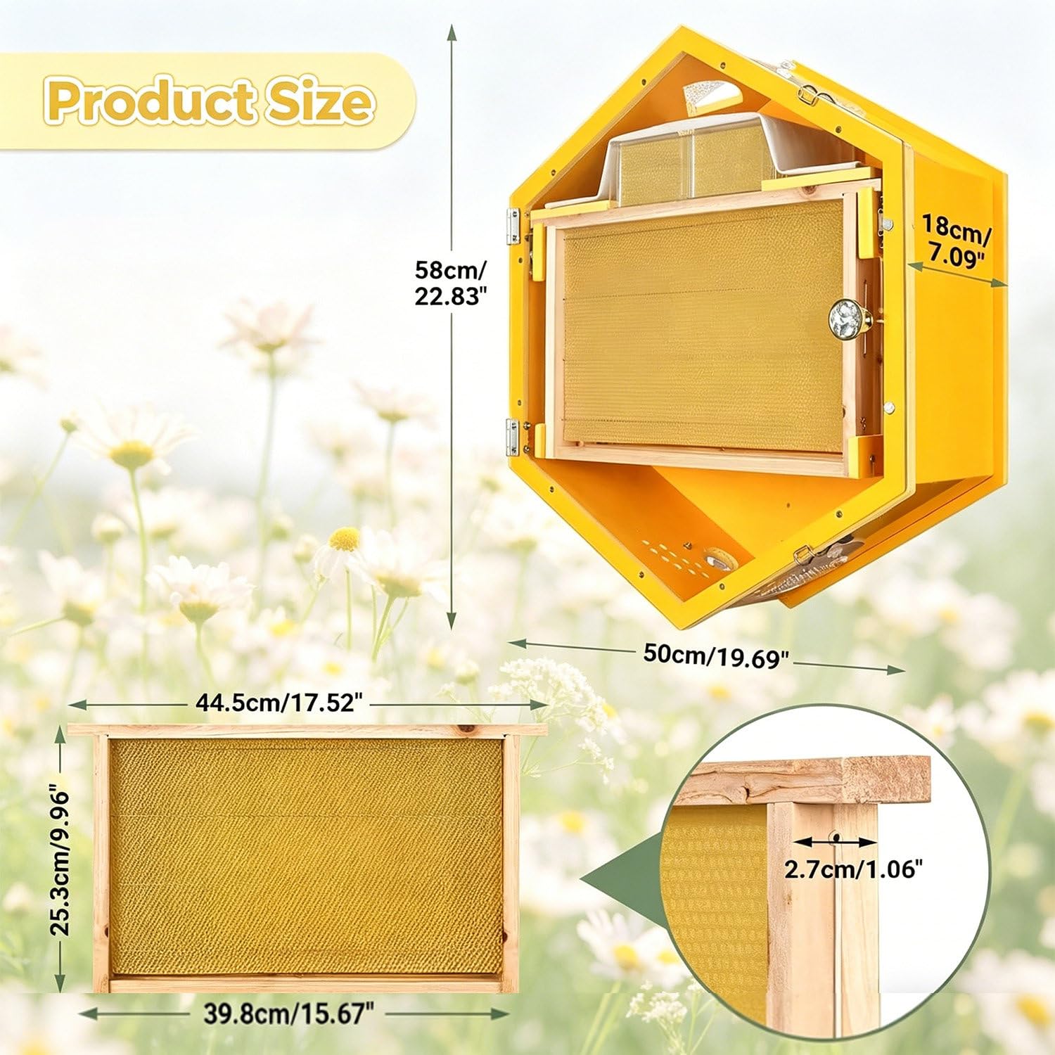 Bienenstock mit Sichtfenster, Wandmontage, 6-Box-Sammelstock für die Ernte von natürlichem Honig und einfache Kolonieverwaltung