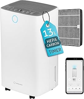 Turbionaire Senso 13 WIFI Clean Luftentfeuchter 13 L/24h, HEPA+Kohlefilter, APP-fähig, Wassertank 2L, 24H Timer, Räume bis 30 m², Feuchtigkeitssensor, Gegen Feuchtigkeit & Schimmel, Digitalanzeige