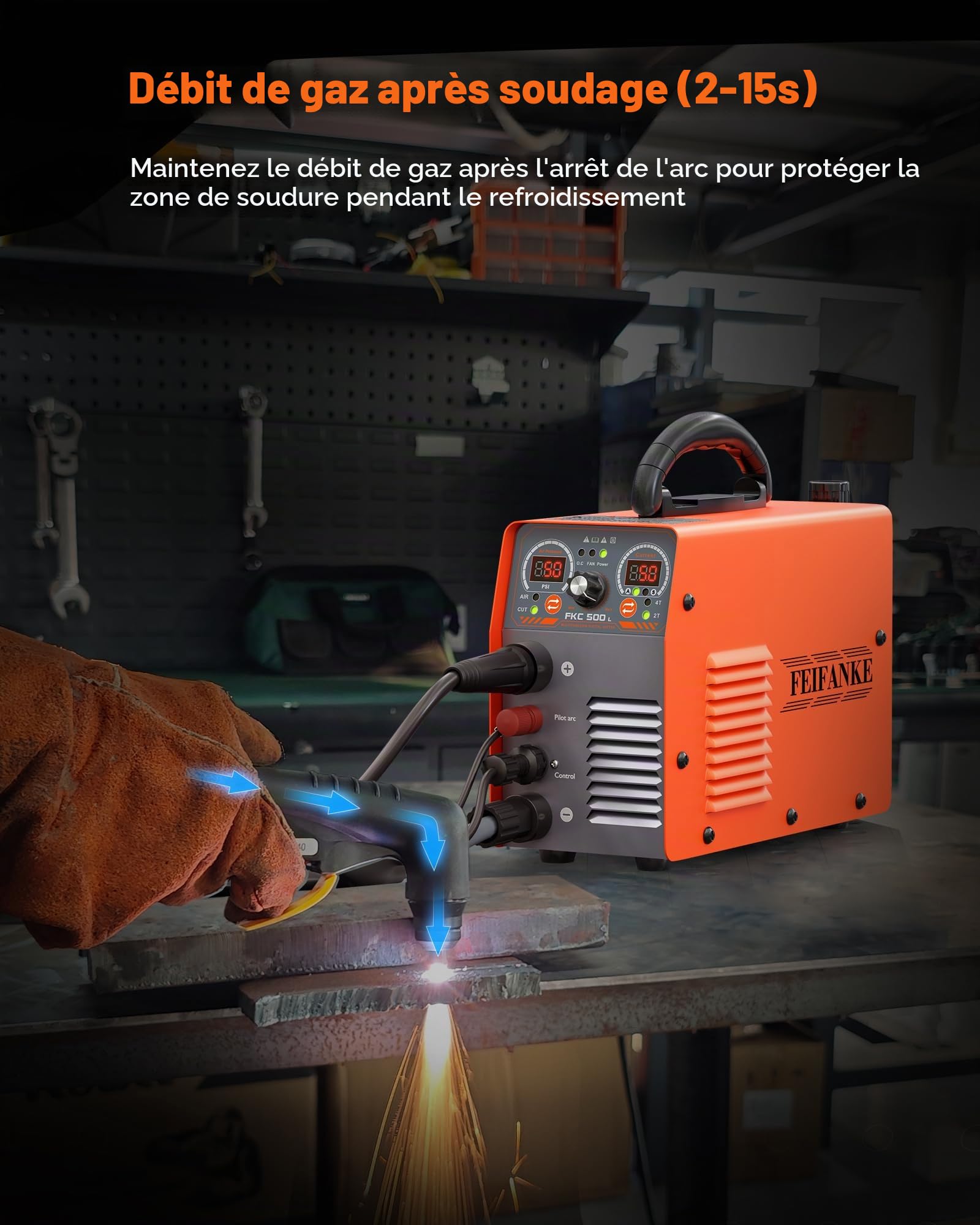 FEIFANKE Decoupeur Plasma 230V 50A Torche De DéCoupe Sans Contact à Basse FréQuence IGBT 2T/4T avec Soufflage ArrièRe pour La DéCoupe D'Acier Inoxydable D'Aluminium et Cuivre Epaisseur Coupe Max 25mm