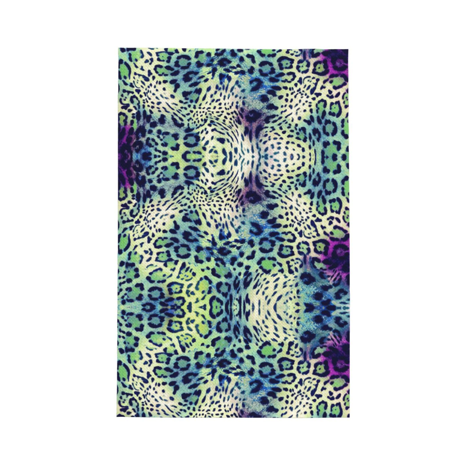 Xxahnbm Black Green Leopard Print Waffle Kitchen Towel,Absorbent Hand Towel