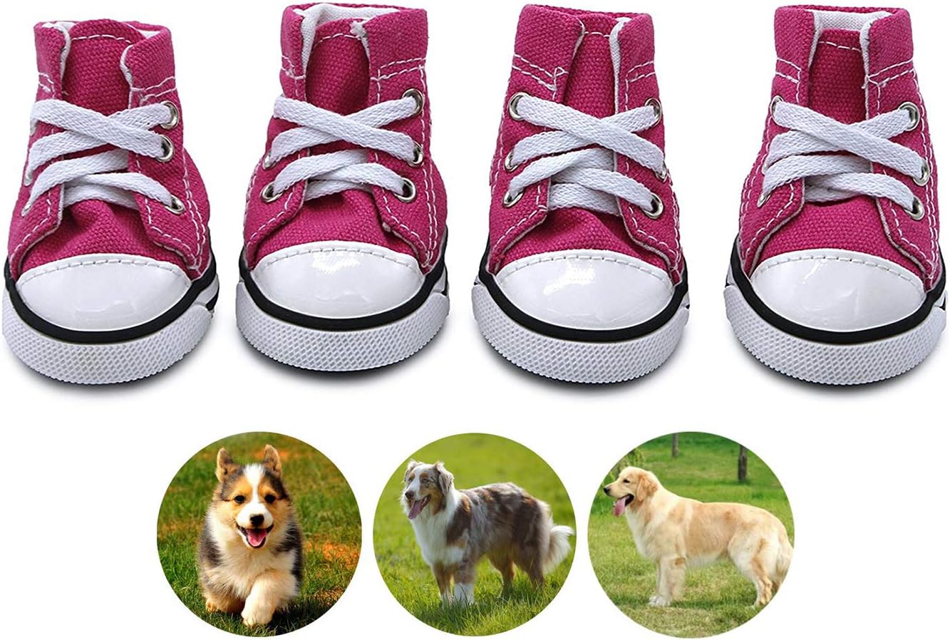 abcGoodefg Pet Dog Puppy Canvas Sport Shoes Sneaker Boots, Outdoor Nonslip Causal Shoes, Rubber Sole+Soft Cotton Inner Fabric (#2(1.331.73), Pink)