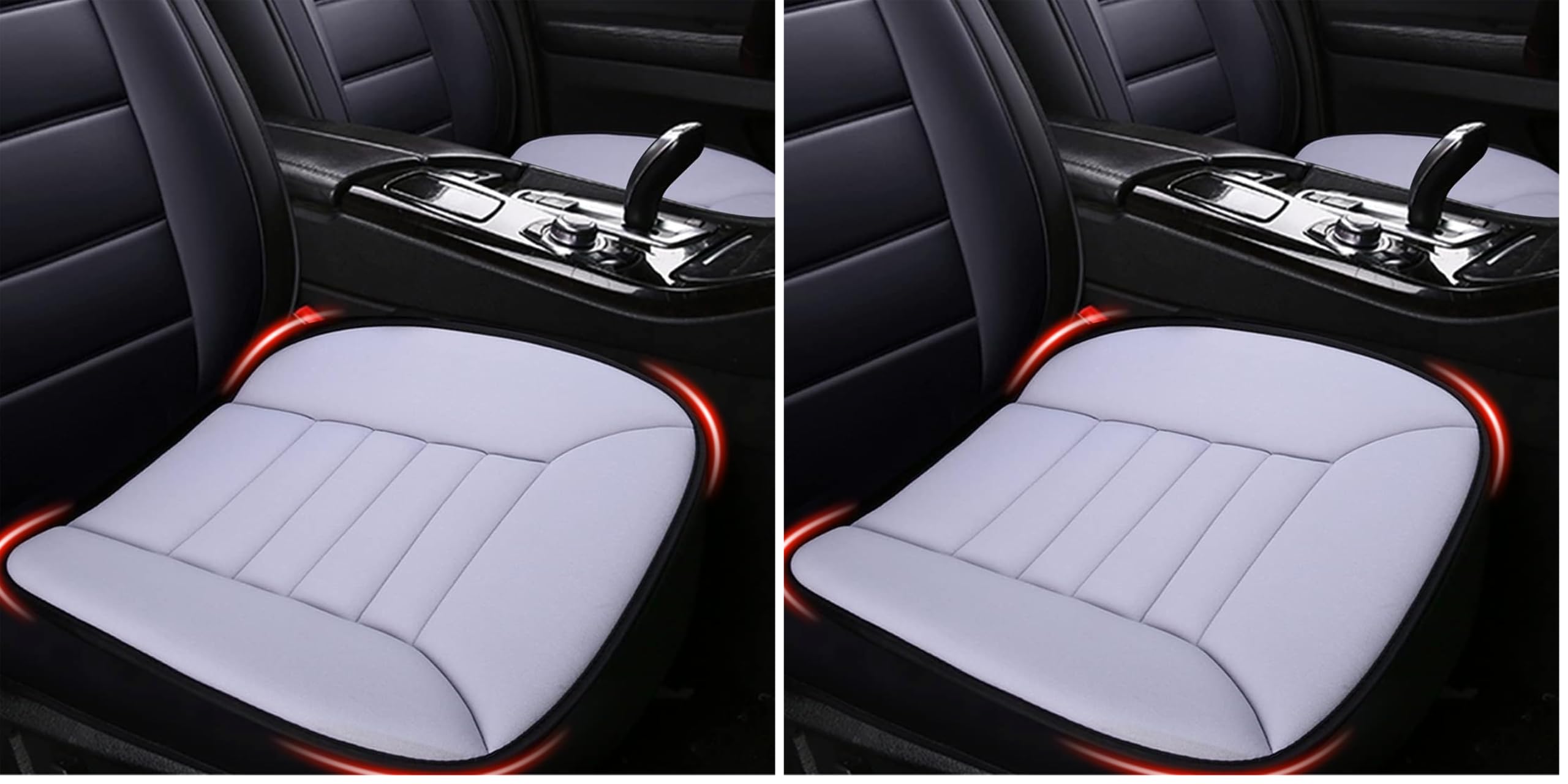 MYFAMIREA Car Seat Cushion Pad 1.2" Thick Comfort Seat Protector for Car Driver Seat Office Chair Home Use Memory Foam Seat Cushion with Non Slip Bottom, 20'' x 18.5'', Gray (Pack of 2)