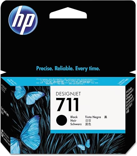 HP 711 Cartucho de tinta negra genuino de 38 ml (CZ129A) para impresoras de plotter de gran formato DesignJet T530, T525, T520, T130, T125, T120 y