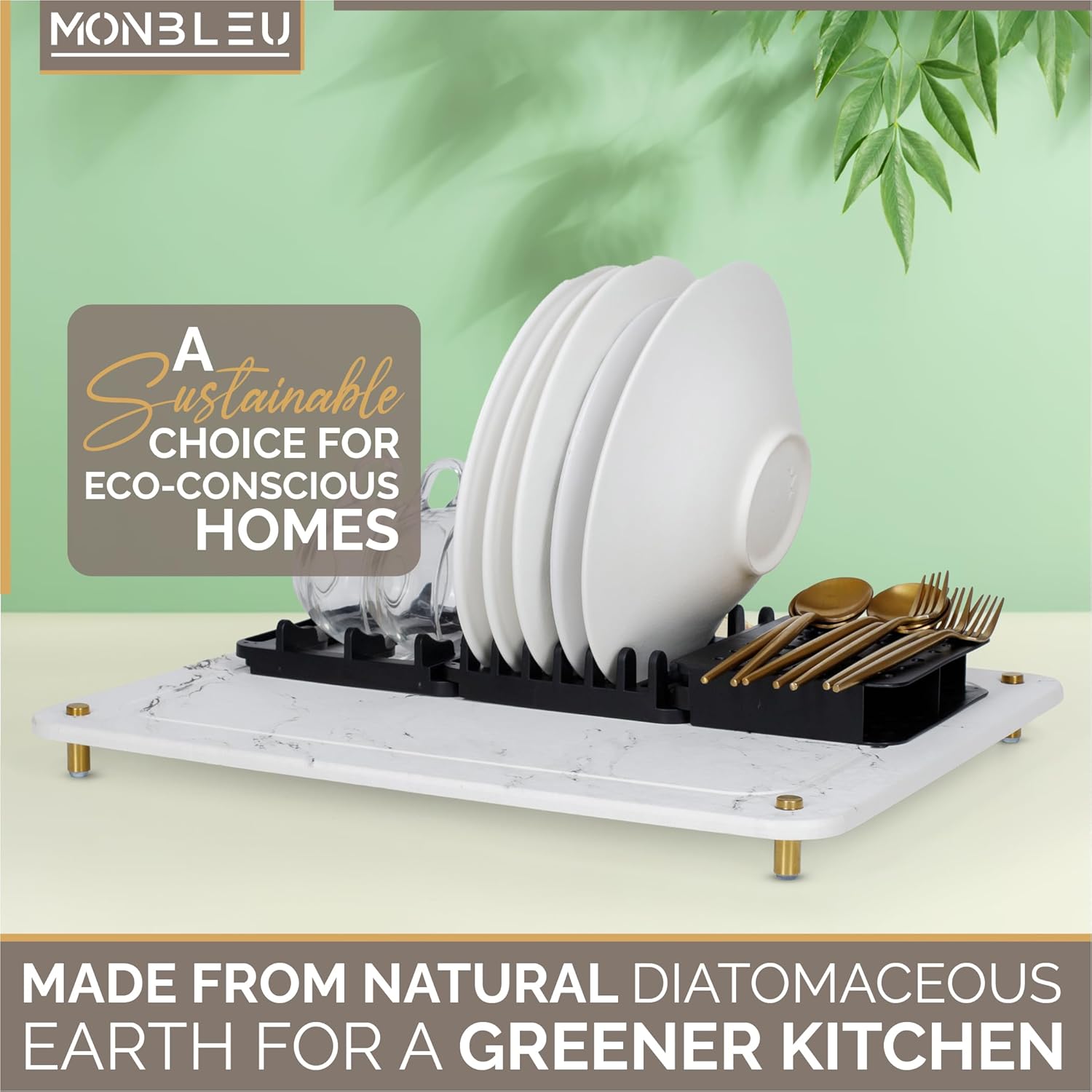 Stone Drying Mat for Kitchen Counter|Quick-Dry Stone Dish Drying Mat| Multi-Purpose Stone Drying Mat with Dish Drying Rack for Cups,Plates,Spoons|Absorbent Drying Stone for Kitchen Counter