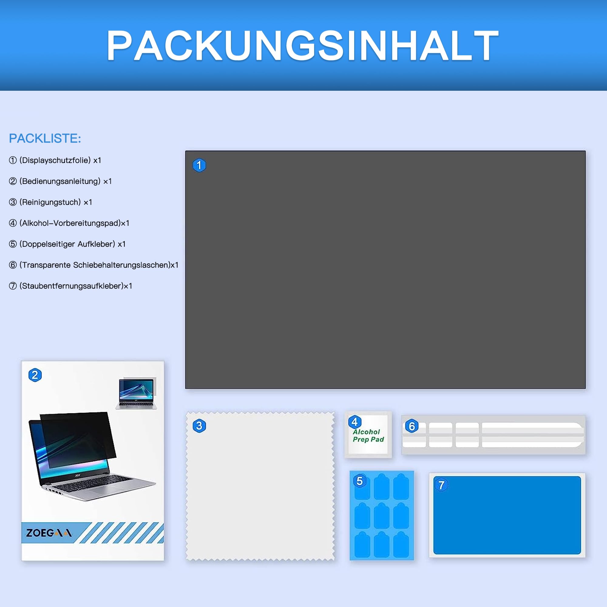 KiimLaa Magnetische Sichtschutzfolie 13,3 Zoll - Privacy Filter Gegen Blicke