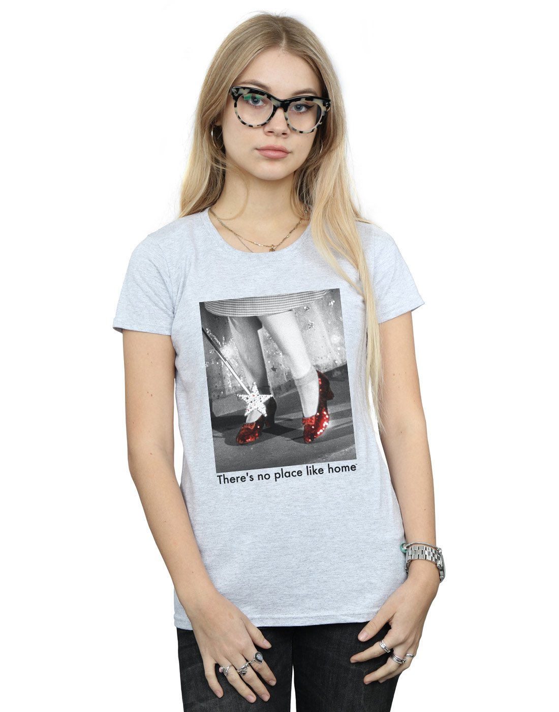 Absolute Cult Women's Sport Grey The Wizard Of Oz Ruby Slippers Photo T-Shirt Medium