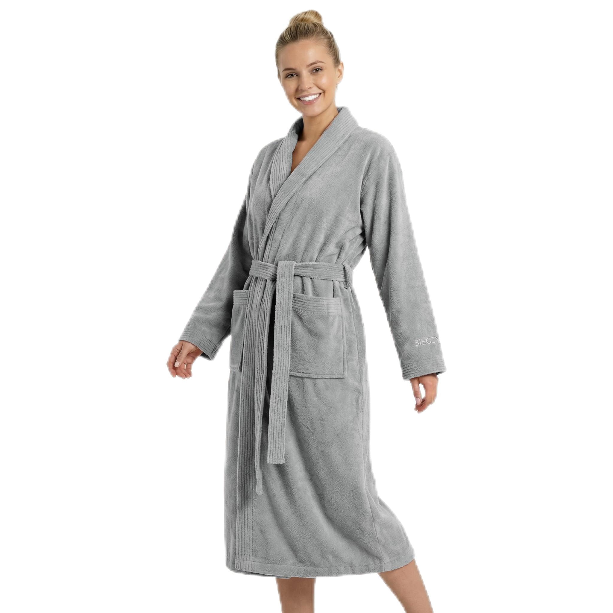 SIEGENTHAL® Damen Bademantel Frottee Velour 100% Baumwolle mit Schalkragen Weich S bis XL – Sanfter Damen Bademantel, Kuschelig, Waschbar, Komfortabel, Hohe Qualität