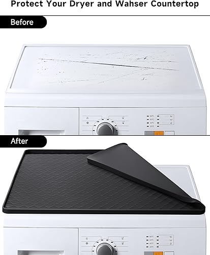 Miniatura 4 de Tapete protector superior para lavadora y secadora de 25.6 x 23.6 pulgadas, tapete de silicona antideslizante para lavandería y cocina, fundas para