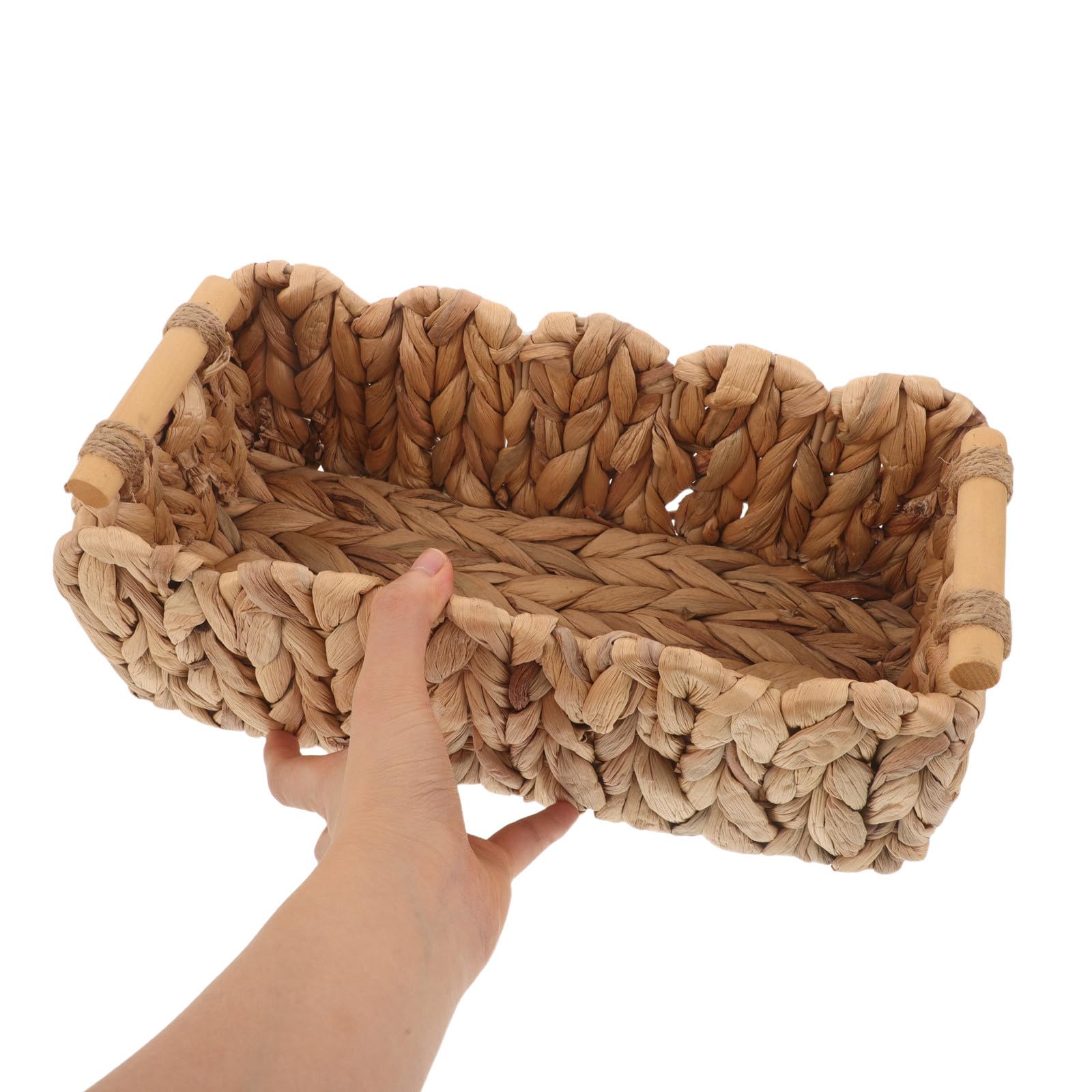 Cestas de almacenamiento tejidas: Cesta de tejida a mano - Organizador de escritorio de 30 x 14 cm - Caja de tocador para baño para guardar maquillaje, loción y joyas.