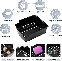 Vista 5 de SKTU para 2018 2019 2020 2021 2022 2023 Hyundai Kona Organizador de inserto de consola central ABS Materiales Negros 2023 Kona OS Bandeja