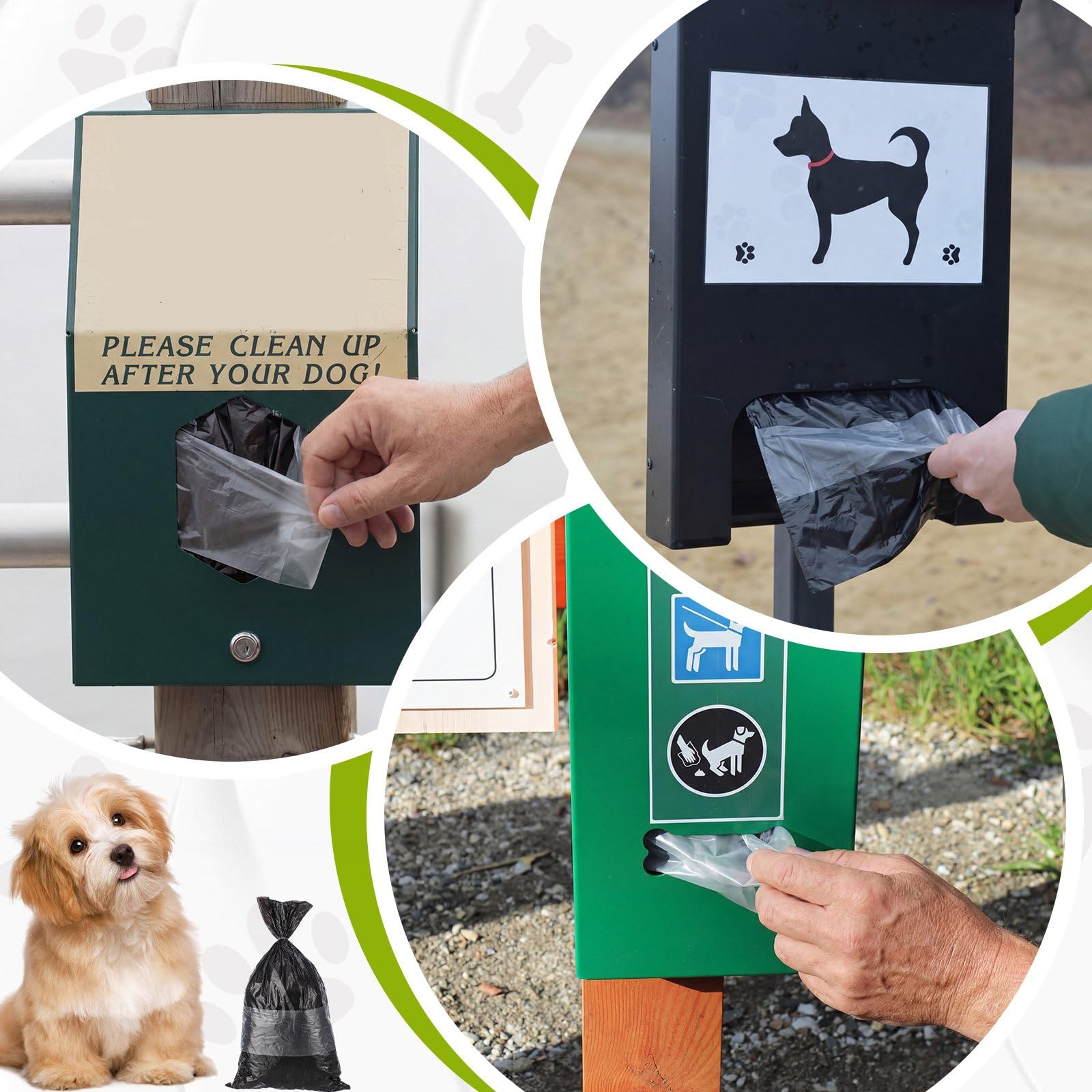 Ireer Lot de 2 000 sacs à déjections canines avec poignées – 20,3 x 33 cm – Sacs à déjections canines à suspendre, épais, étanches, solides à tirage unique pour niches en plein air