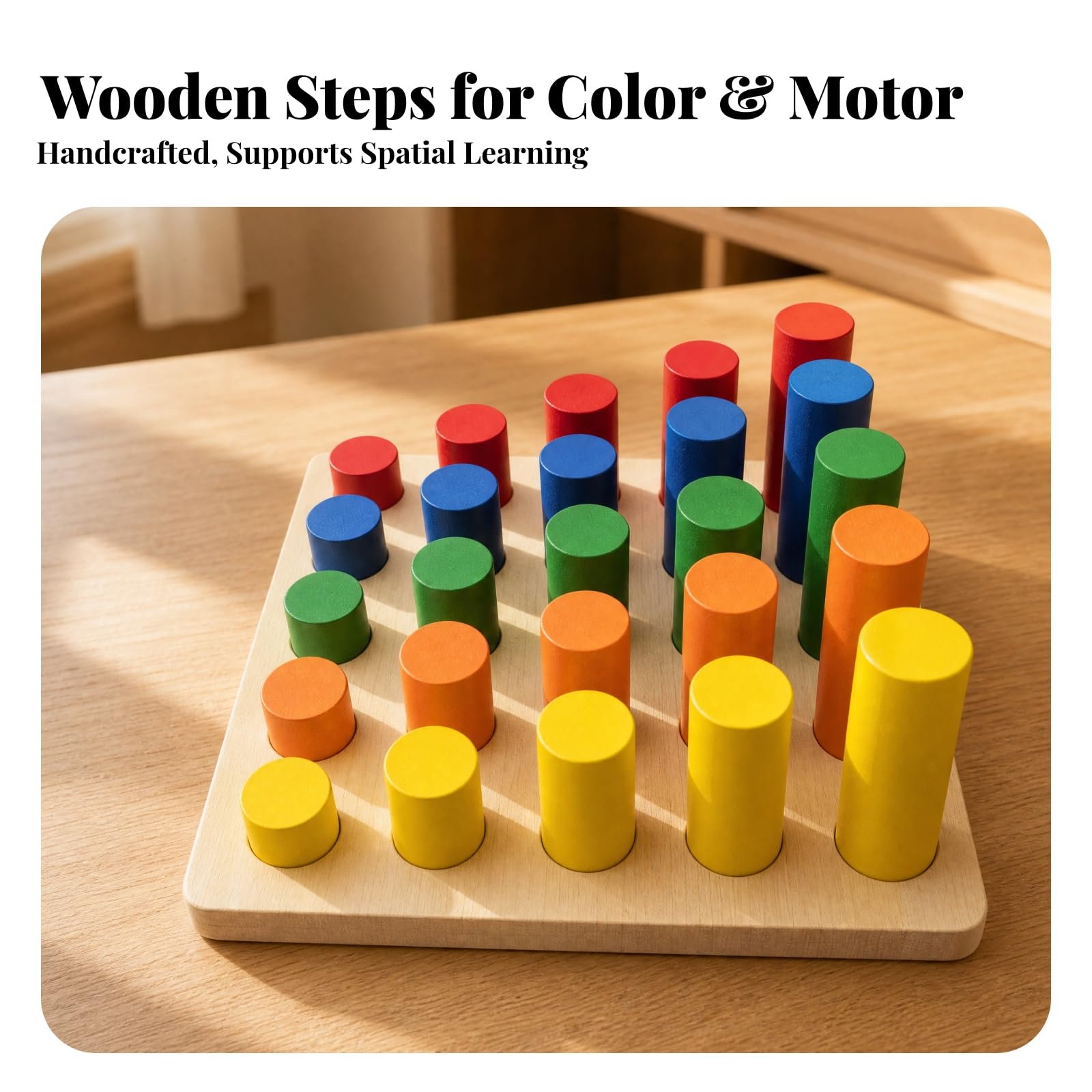 Gioco di Incastro in Legno Esercita la Coordinazione Mano-Occhio, Gioco di Ordinamento con Cilindri, Multifunzionale, per attività Prescolari