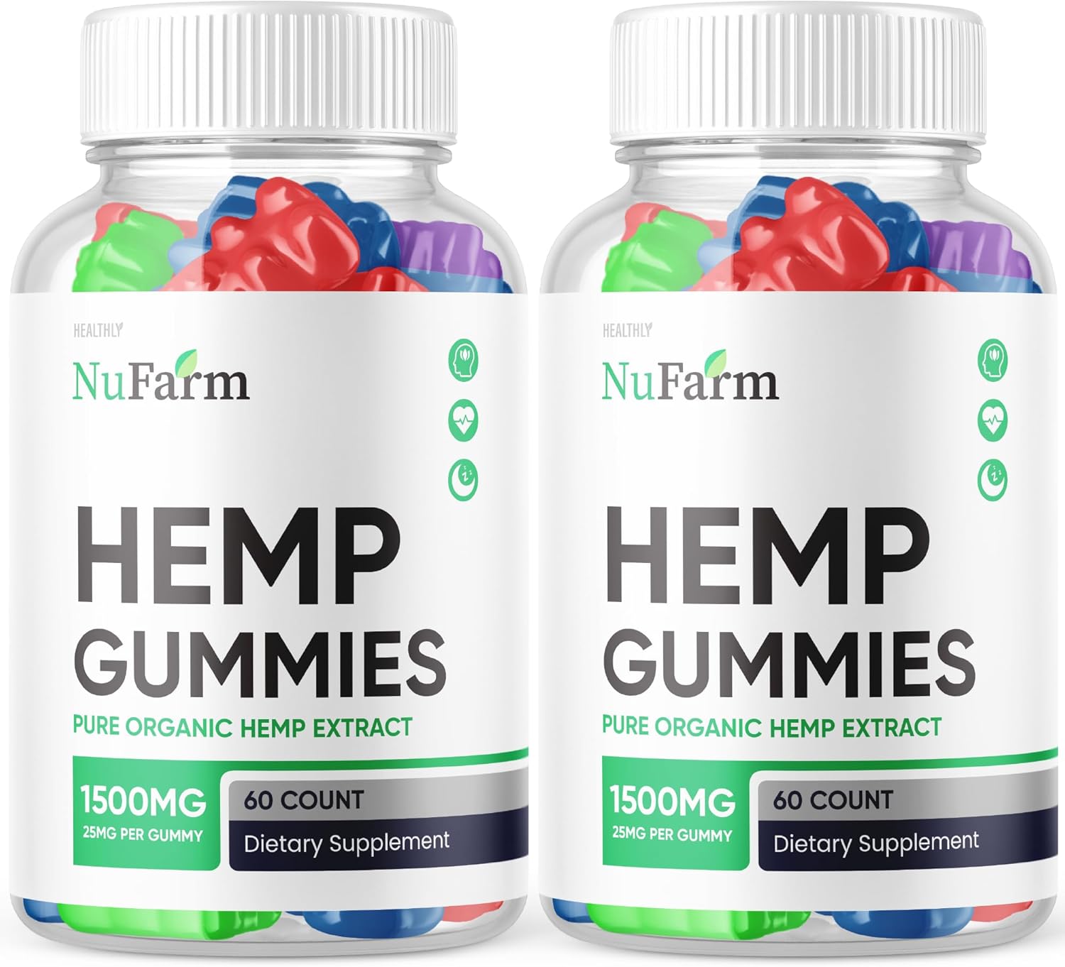 (5 Pack) Nufarm Gummies - Official Formula - Nufarm Hemp Gummies Premium Blend Hemp Gummies, Nufarm Hemp Advanced Formula 25mg per Gummy 1500mg Per Bottle Big Size Great Taste New Gummy (300 Gummies)