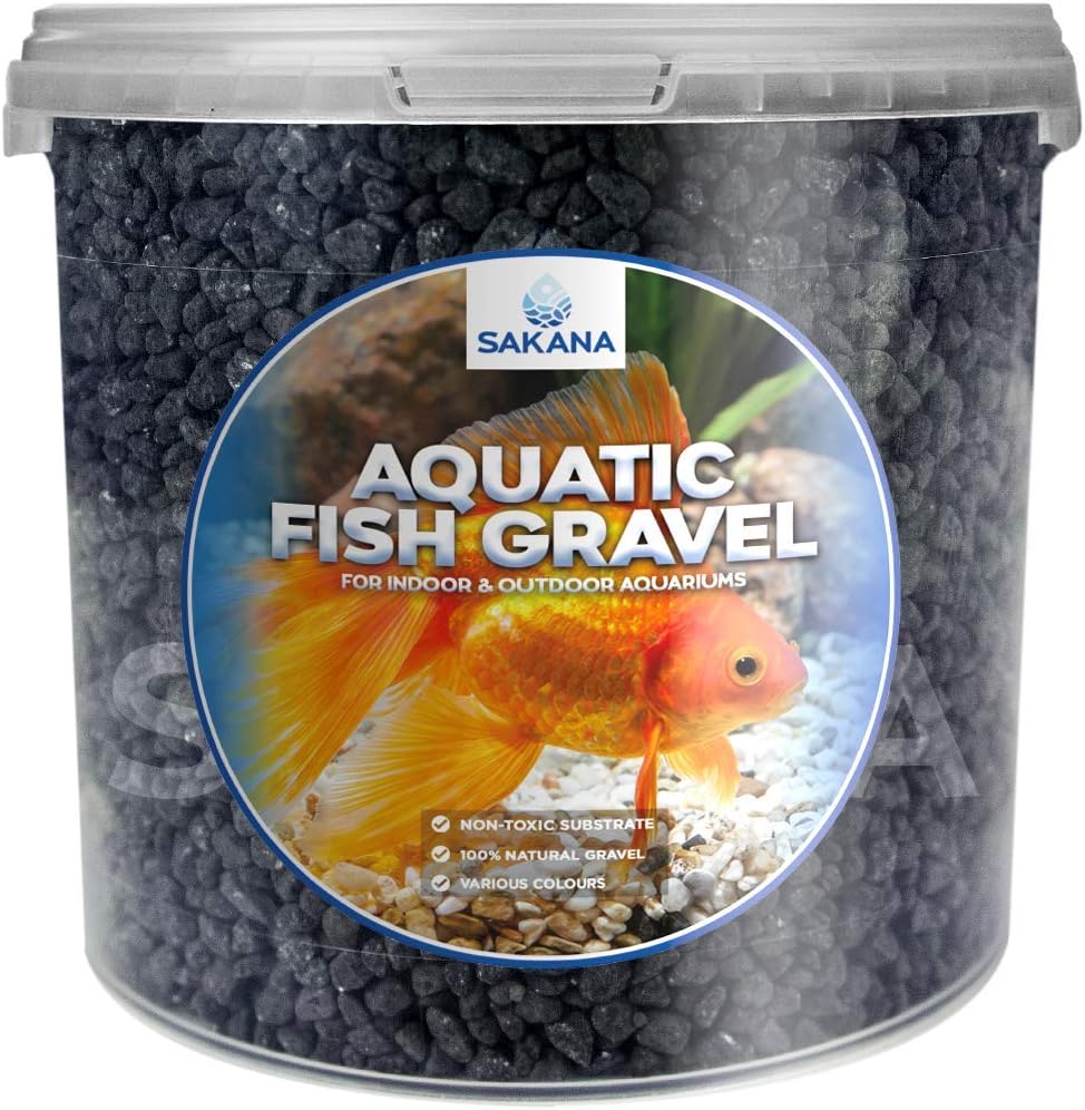 Sakana Black Aquatic Fish Gravel - Premium Substrate Tank Pond Decorative Stones (5 Litre Tub)