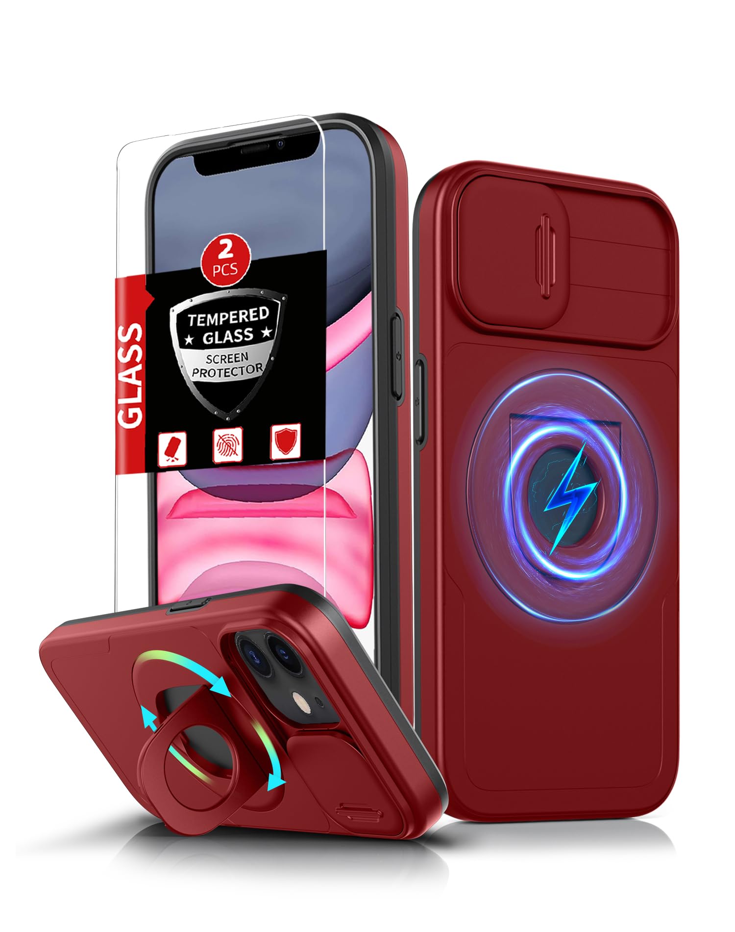 Photo 1 of FRLMOOES for iPhone XR Case/ iPhone 11 Case Magnetic Kickstand+Camera Cover
