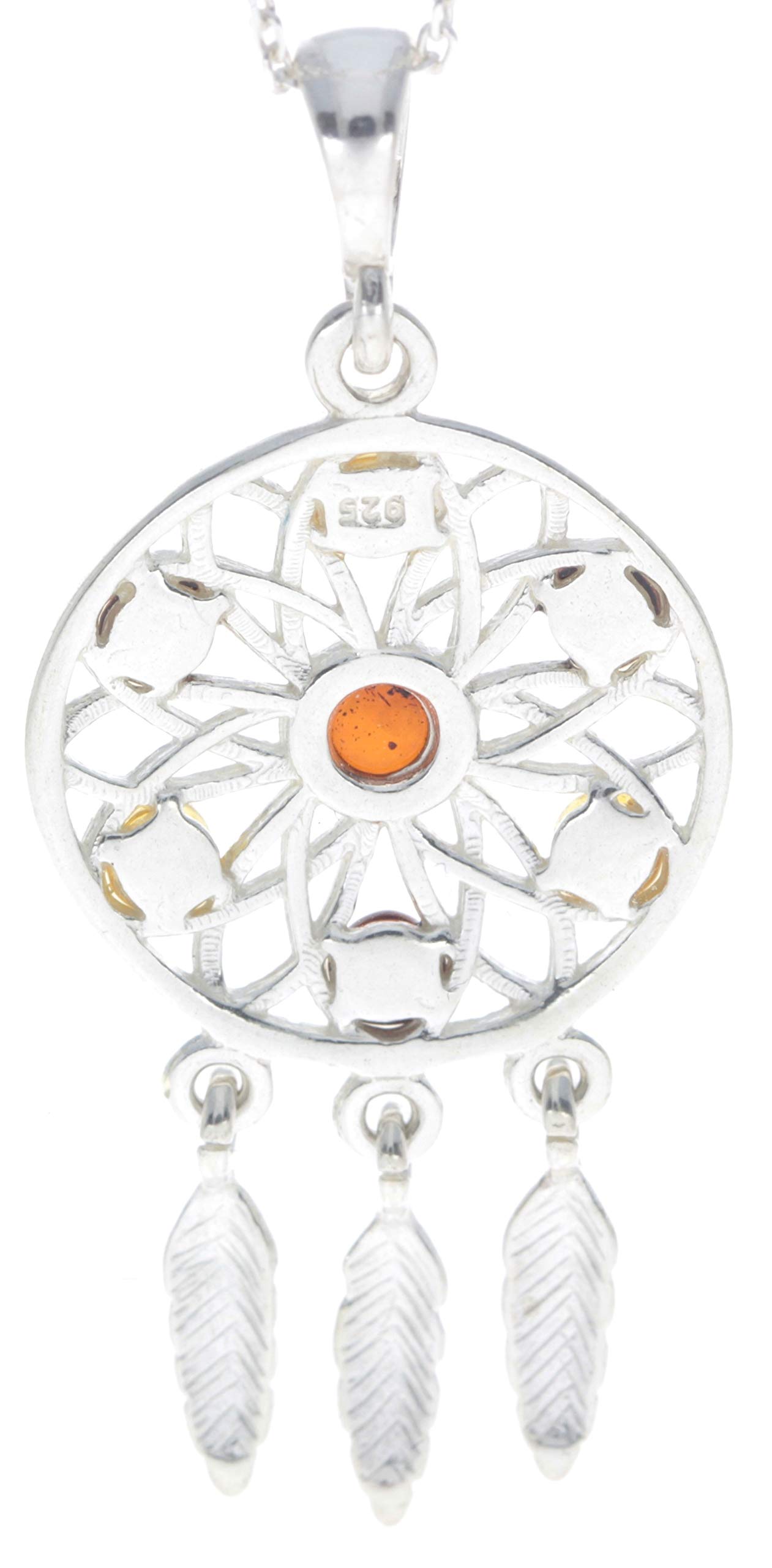 Ambre de la Baltique authentique et argent sterling Pendentif attrape-rêves sans chaîne – GL368S