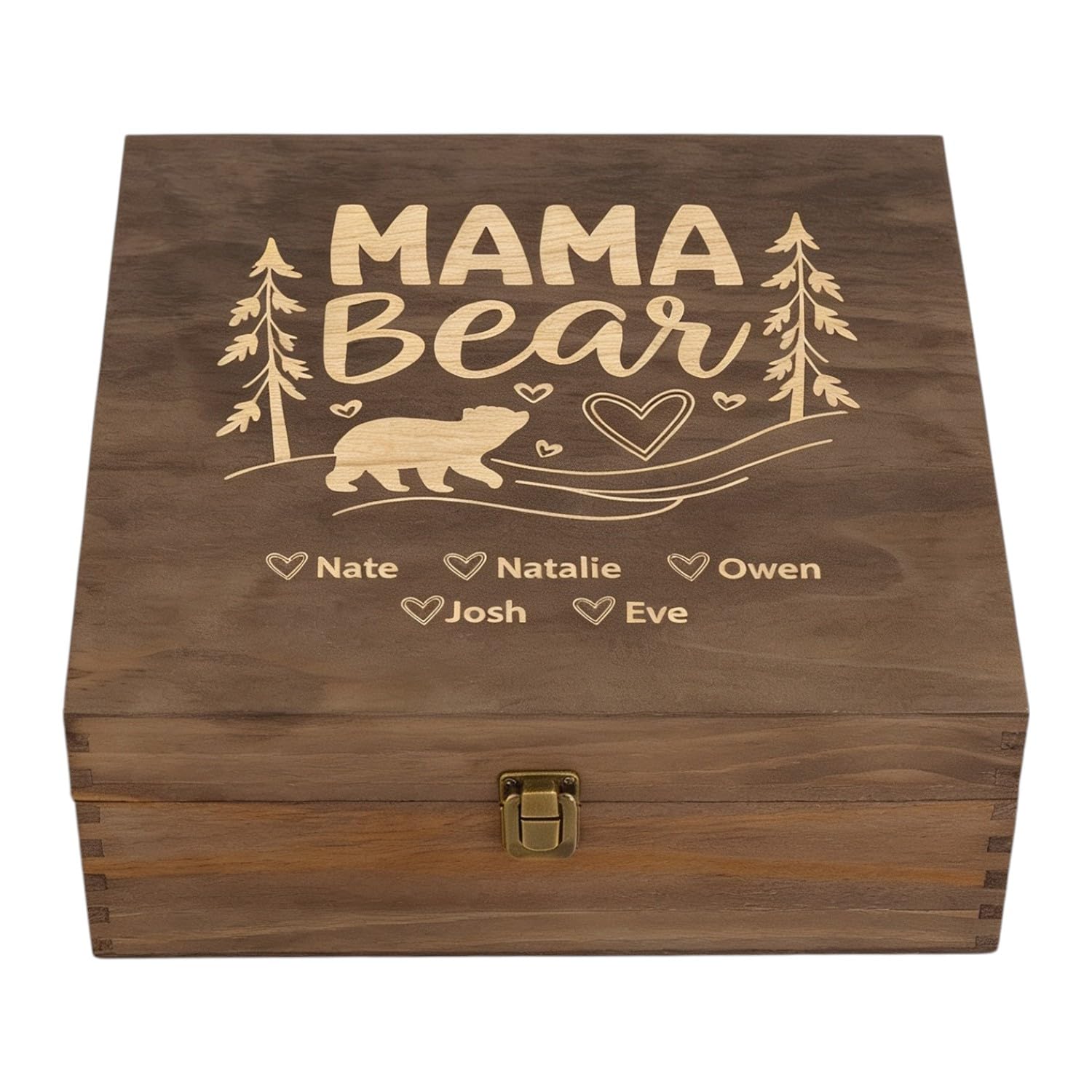Personalized Mama Bear Memory Box, Engraved Gift for Mom or Grandma