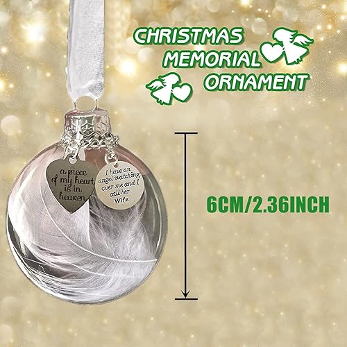 Miniatura 2 de Bolas de plumas de Navidad personalizadas, adornos conmemorativos del cielo, regalos para la pérdida de un ser querido, árbol de Navidad, adornos