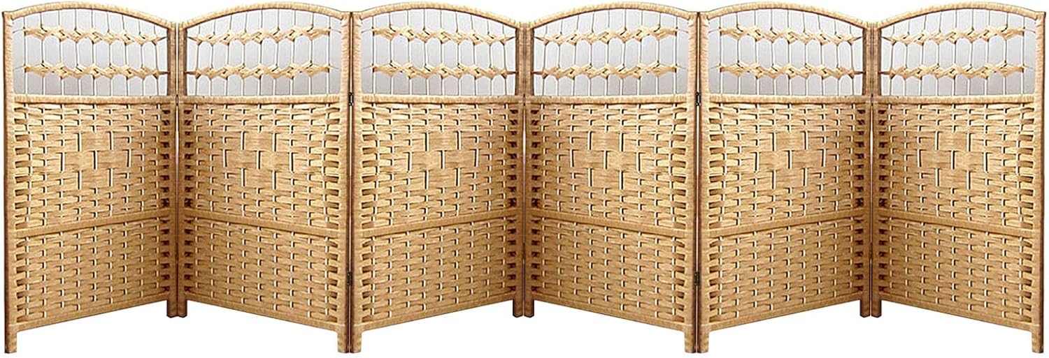 Short Room Divider Room Divider Panel,23.62In Tall Folding Weave Blackout Privacy Screen,Portable Freestanding Separator Partition Wall for Office Classroom Study,Yellow,23.62 X 11