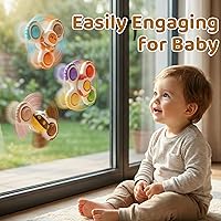 Vista 7 de ALASOU 3PCS Pop Suction Cup Spinner Sensory Airplane Travel Toys for 1 Year Old Boy Girl Infant Toddlers Novelty Spinning Tops 12 18 Months 1 2 Year