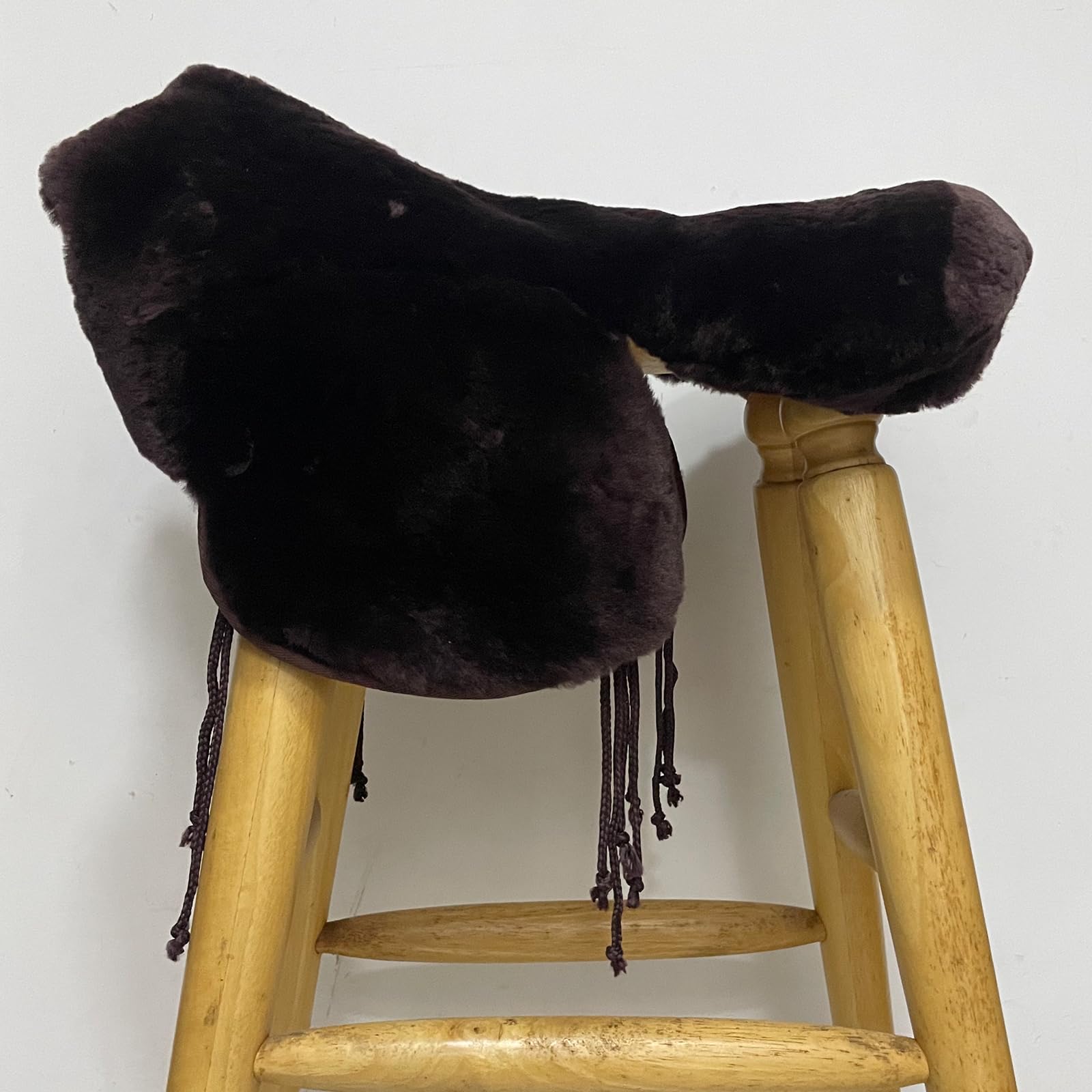 ABCWavePrint Merino Fleece Western Saddle Seat Saver Sheepskin Cushion -Brown