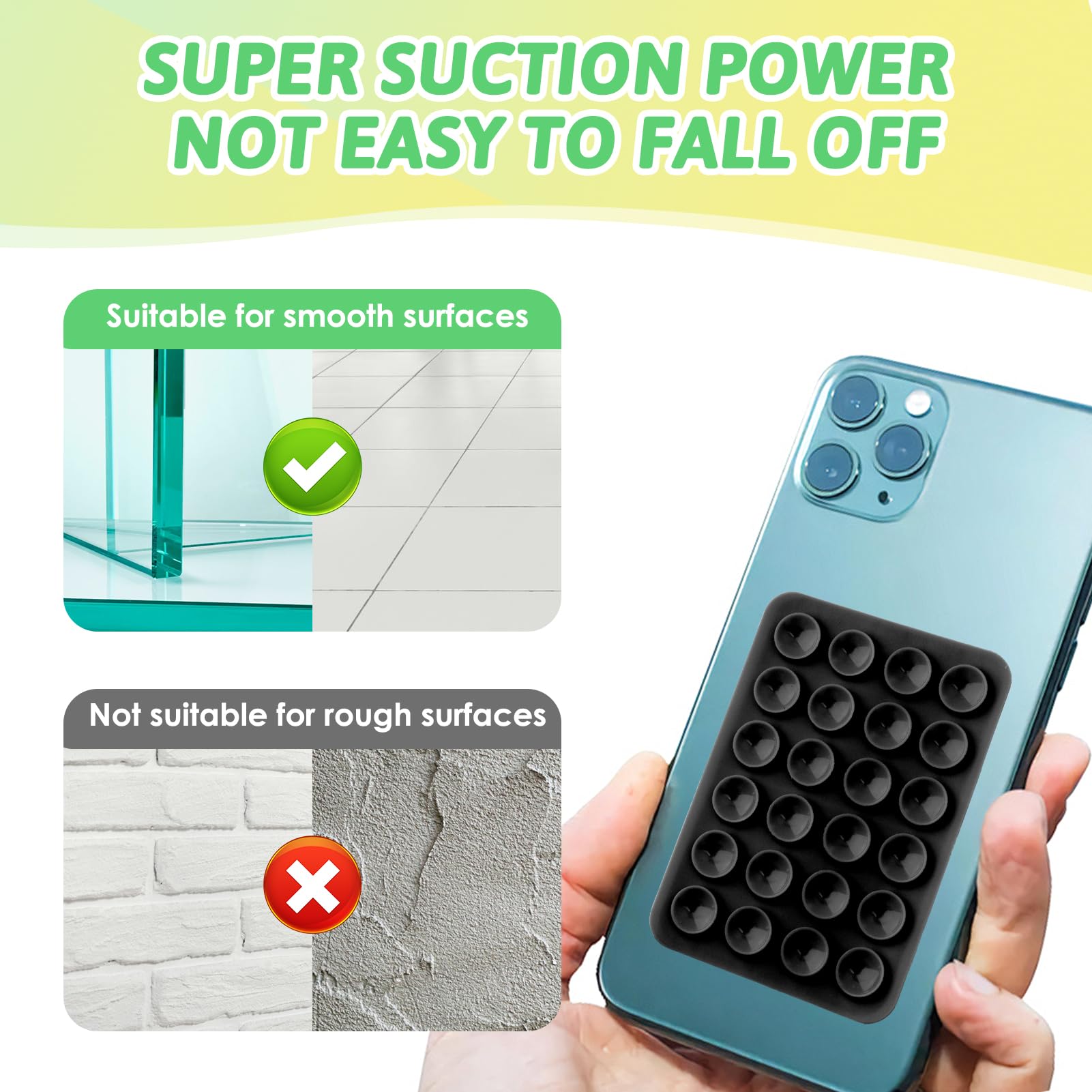 Ventose Per Telefono In Silicone 4 Pezzi | Supporto Per Cellulare Da Doccia, Auto E Casa | Bianco E Nero 8.1x5.5cm - Foto 8