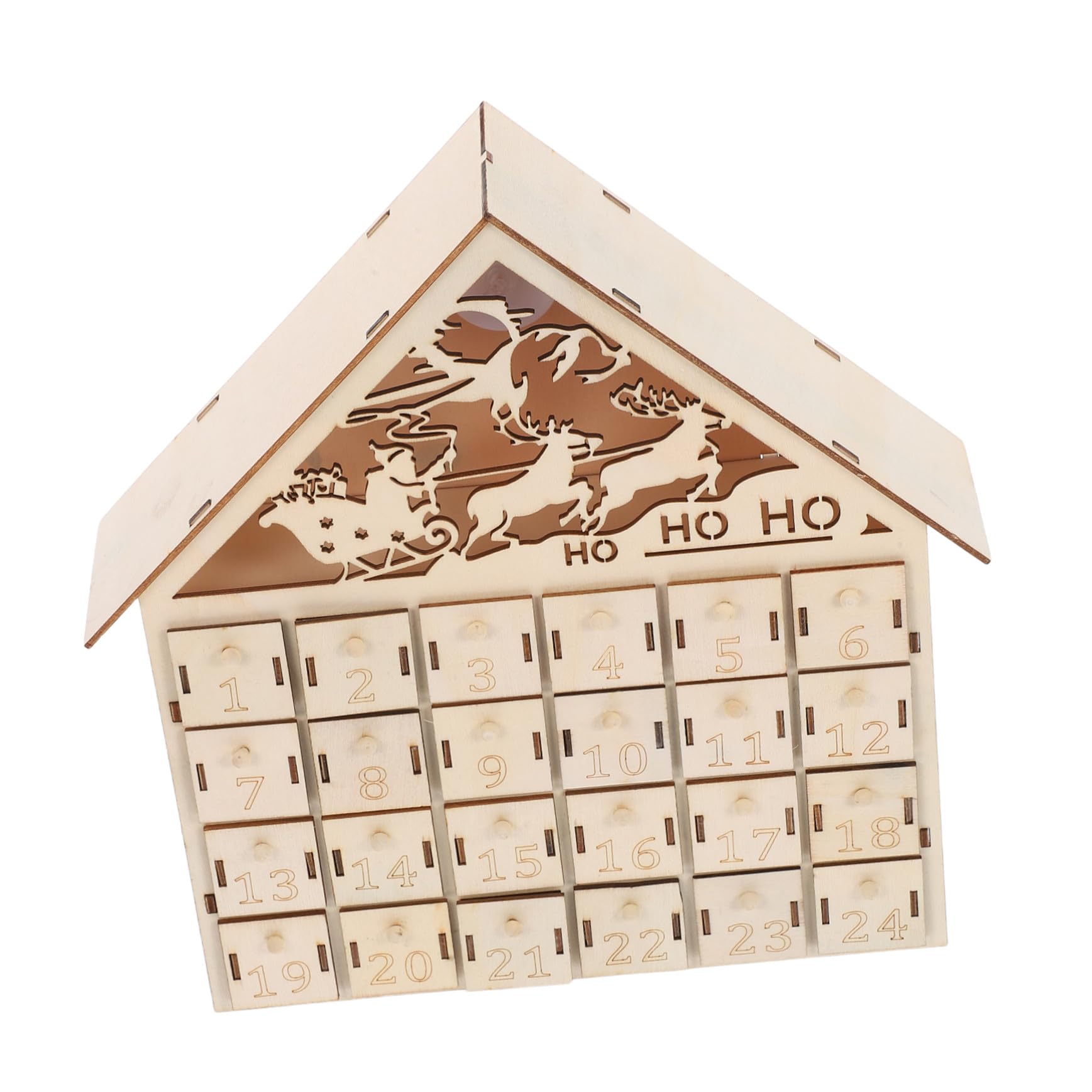 24cassetto Calendario Del Conto Alla Rovescia in Legno Luci Led Per Natale Riutilizzabili Per Avvento Natalizio Decorazione Da Tavolo Per Festa