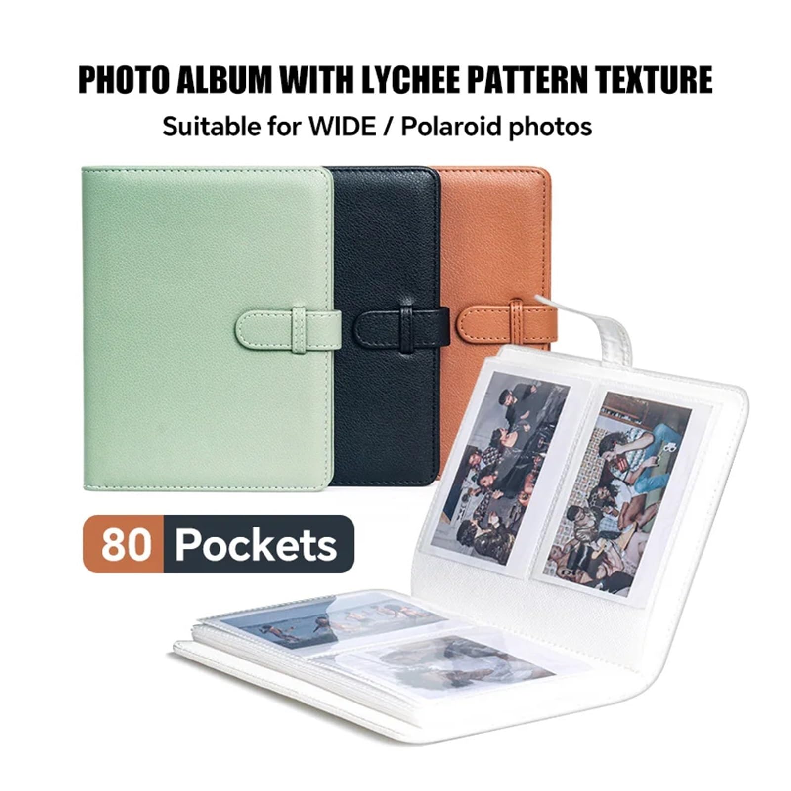 Album Fotografico Album fotografico istantaneo da 80 tasche | Pelle PU tinta unita(Brown)