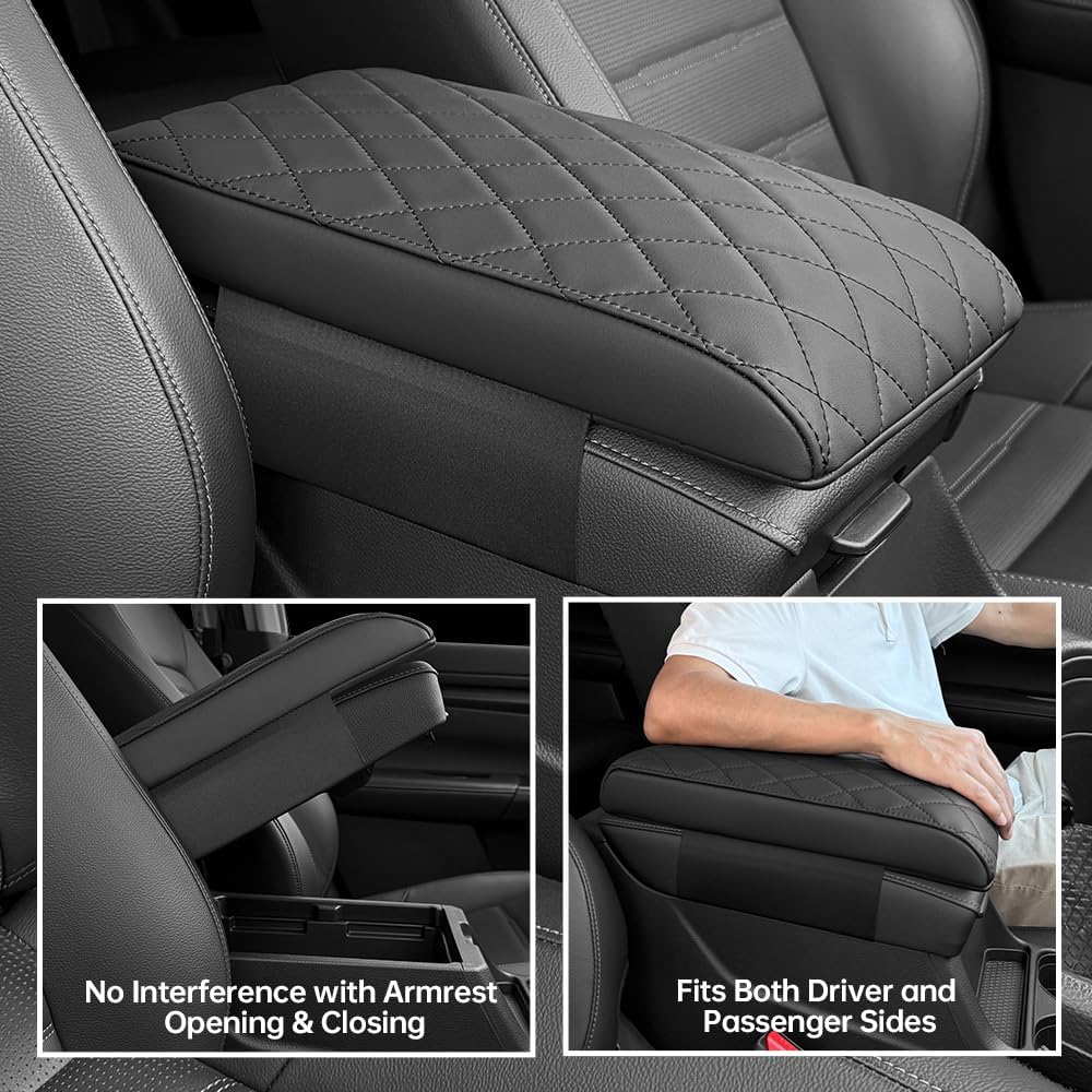 CRV Center Console Cover/Pad Fit 2023 2024 2025 2026,Faux Leather Honda CRV Armrest Mat,Ergonomic Support Cushion,Console Protector,Waterproof Wear-Resistant Scratch-Resistant