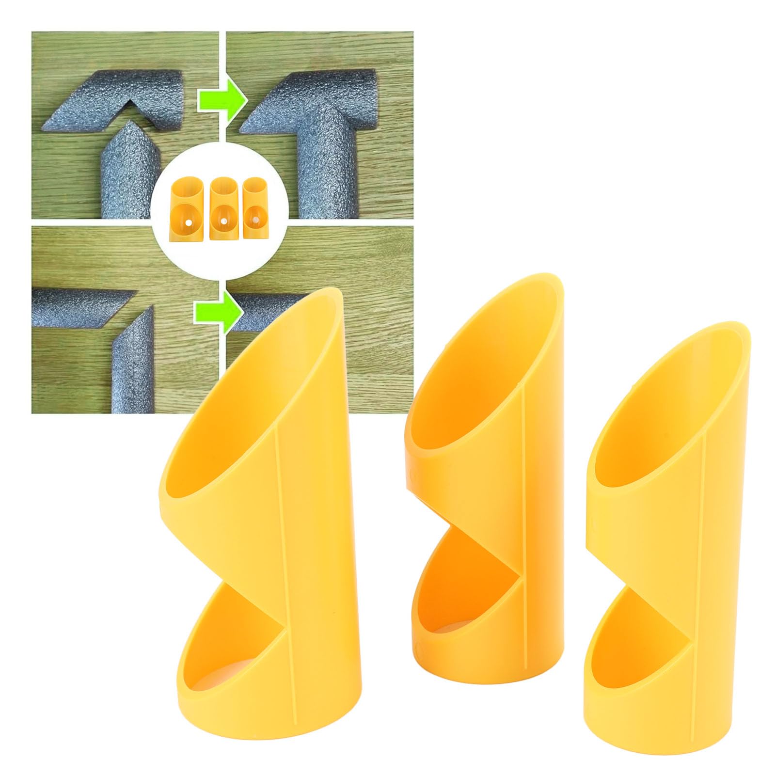 Tagliatubi in Schiuma ABS 3 Pezzi Guida Taglio Isolamento con Contrassegni Allineamento per Tubi Giallo