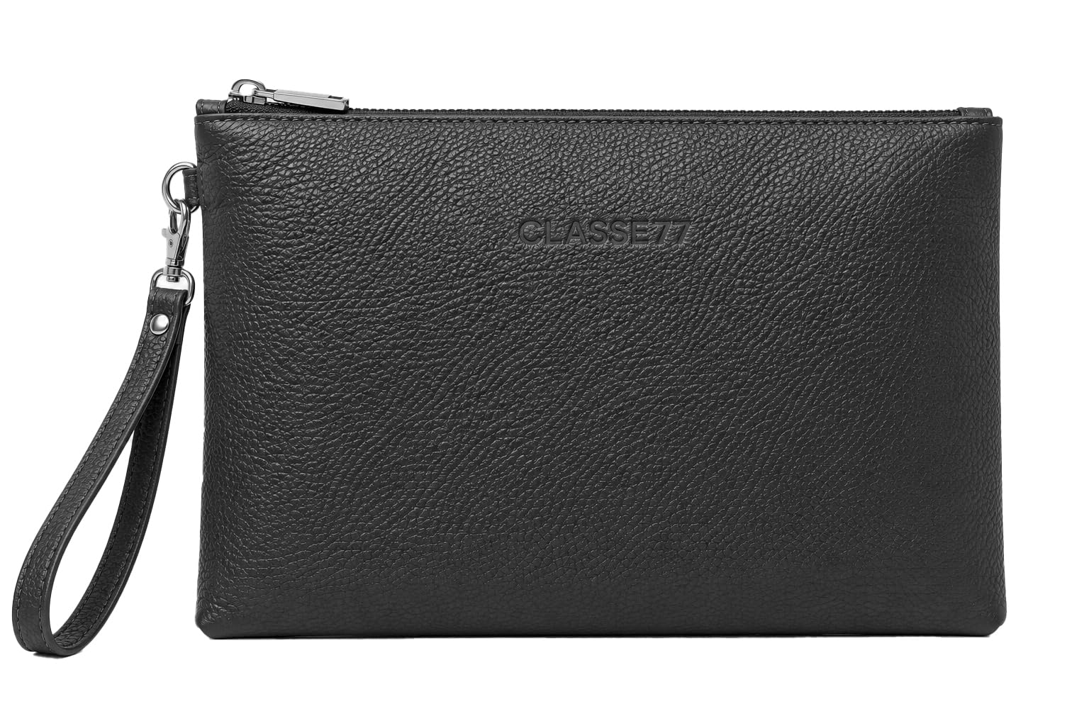 Pochette Uomo in Vera Pelle Made in Italy – Clutch Porta Documenti Slim 27 x 20 x 0,4 cm con Laccio Laterale e Zip in Metallo – Elegante Custodia Business