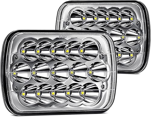 2 faros delanteros 7x6 5x7 H6054 de haz alto y bajo sellado, DOT 120W 8400LM compatibles con Cherokee XJ Wrangler YJ Comanche MJ GMC Savana Safari
