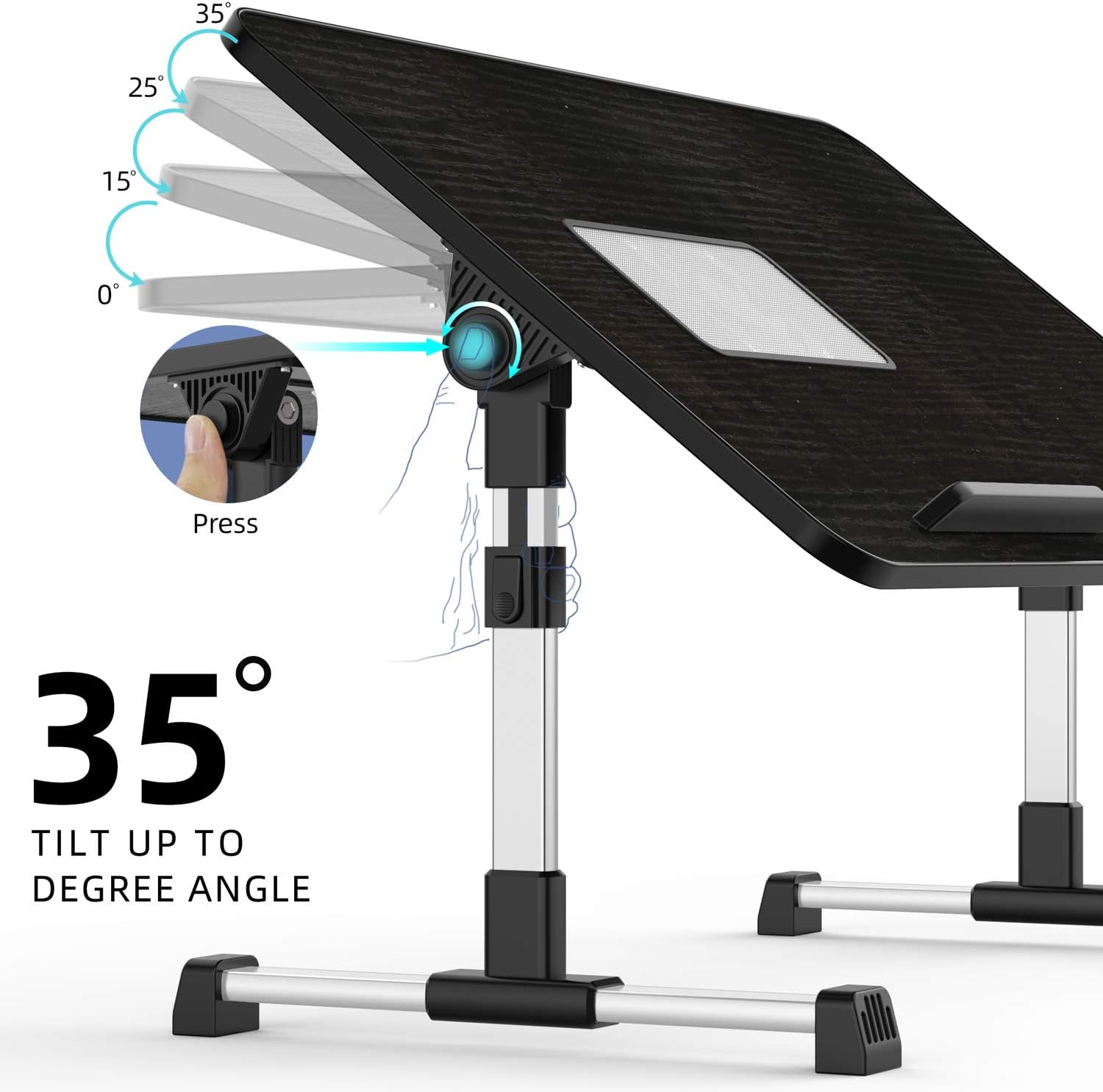 One-Day Sale: Up to 70% Off Laptop Table Stand Desk, AHUTORU Adjustable PVC Leather Laptop Bed Table, Portable Standing Desk, Foldable Lap Tablet Desk for Sofa Couch Floor