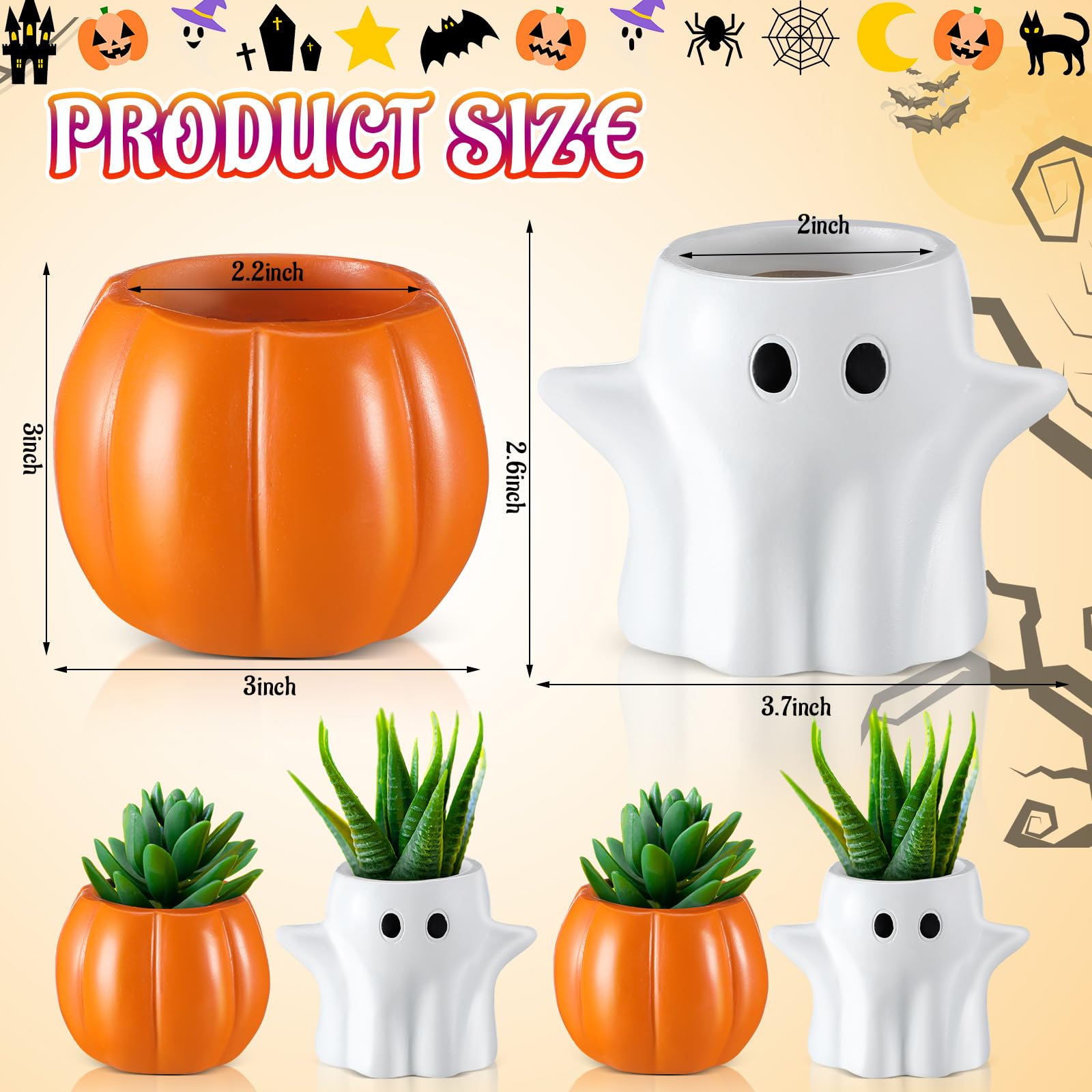Amazon.com: Newtay 4 Pack Halloween Pumpkin Ghost Planter 3 Inch
