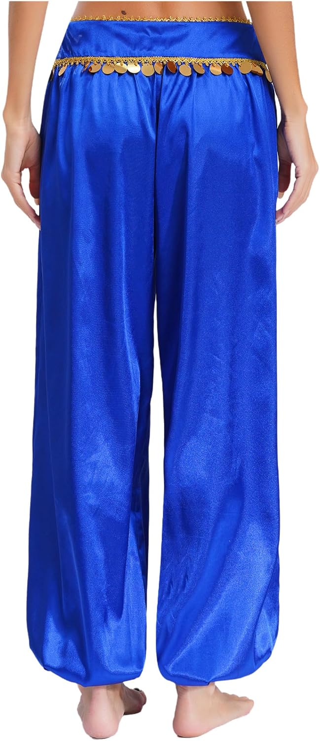 Sexy Tribal Belly Dance Pants for Women High Waist Sequins Lantern Arabic Halloween Outfit
