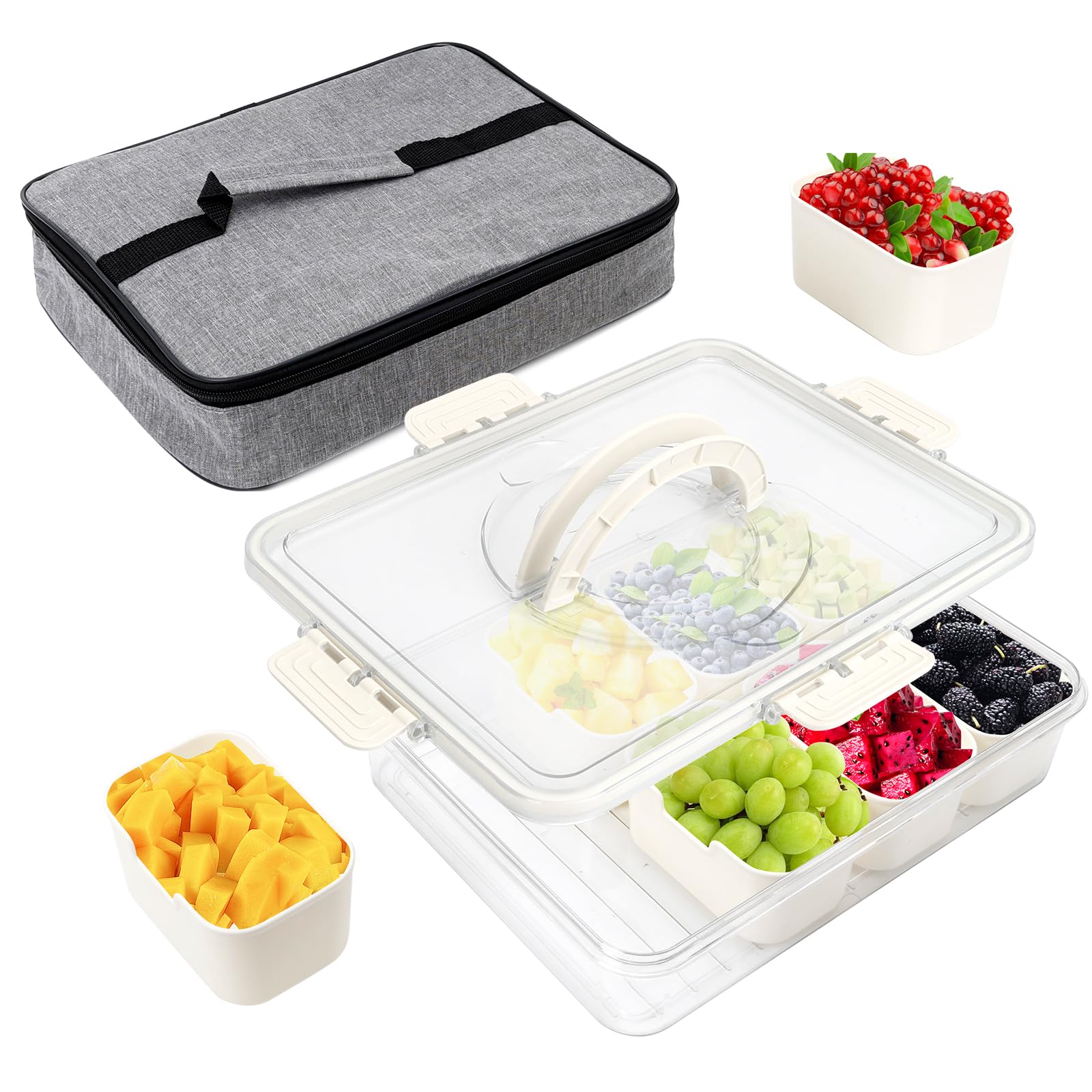 Dadabig Appetizer Bowl with Lid, Appetizer Bowl with Dried Fruit Tray, Appetizer Bowl with Compartments, Snack Bowl with Appetizer Bowl