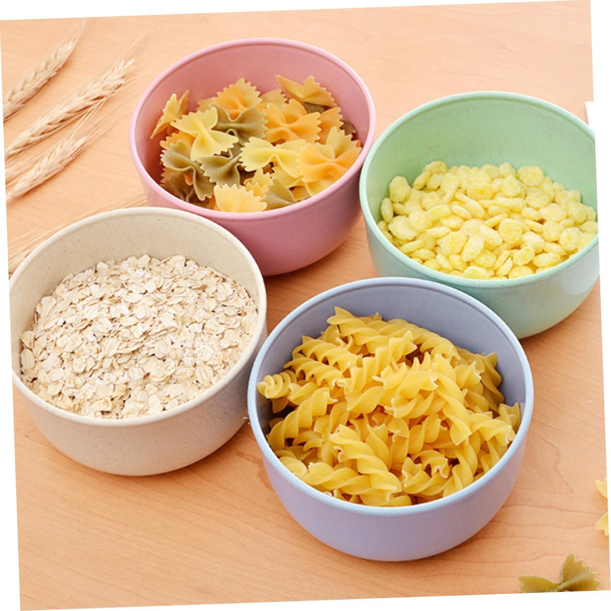 7-Piece Portable Wheat Tableware Set Includes Bowls Cups Plates Spoons Forks and Chopsticks Healthy and Reusable Camping Tableware for Household Use