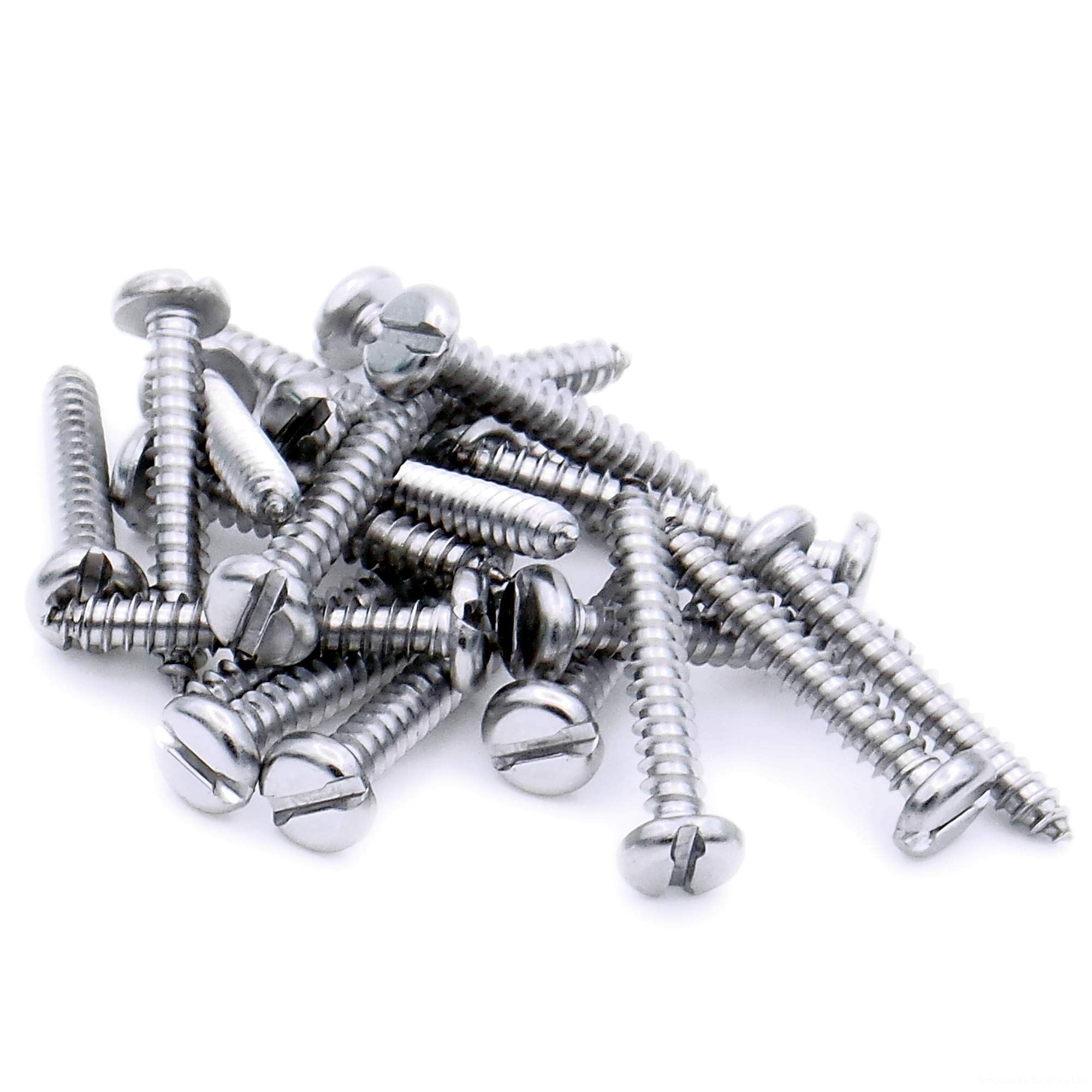 Singularity Supplies No.10 X 0.375 (4.8Mm X 9.5Mm) Slot Pan Self-Tapping Screw - Stainless Steel (A2) (Pack Of 20)