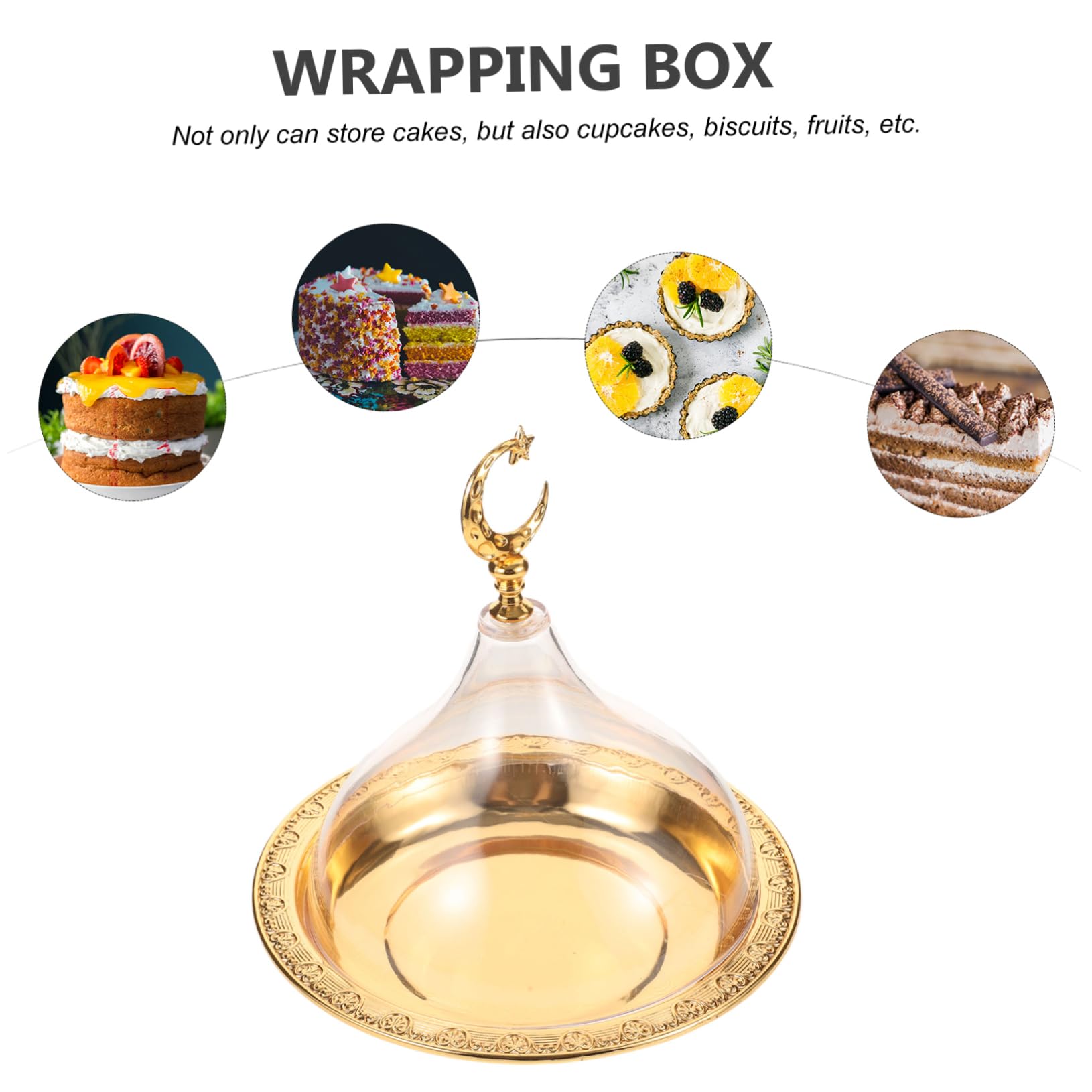 Zinklegierung Kuchenplatte mit Acryldeckel 1 Satz | Gold, Elegant, Dekorativ, Praktisch, Leicht zu Reinigen, für Hochzeit und Viele Anlässe