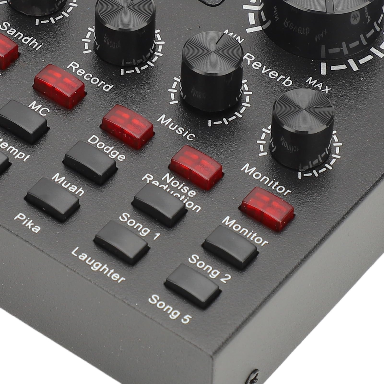 Tarjeta de Sonido en V8-Plus, Tarjeta de Sonido Mezcladora de Podcasts de Grabación de Karaoke Externa USB con Bluetooth 5.0, Micrófono Incorporado, para Grabación de