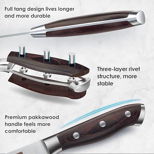 Miniatura 4 de SHAN ZU Juego de Cuchillos de 16 piezas, Cuchillo de Cocina Japonés con Bloque de Acero Inoxidable de Alto Carbono, Cuchillo Ultra Afilado para