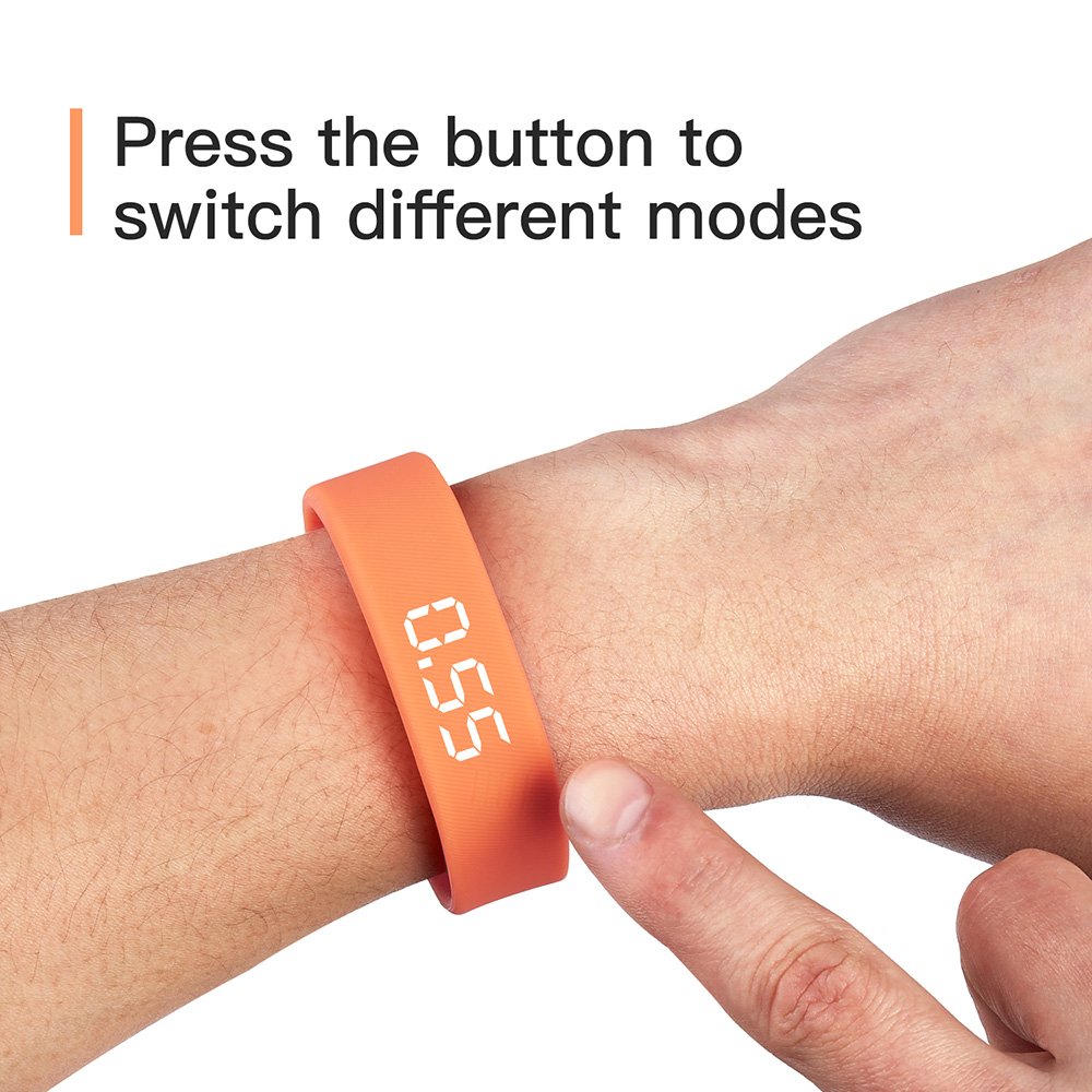 Hand pressing button on iGANK T5 Smart Wristband